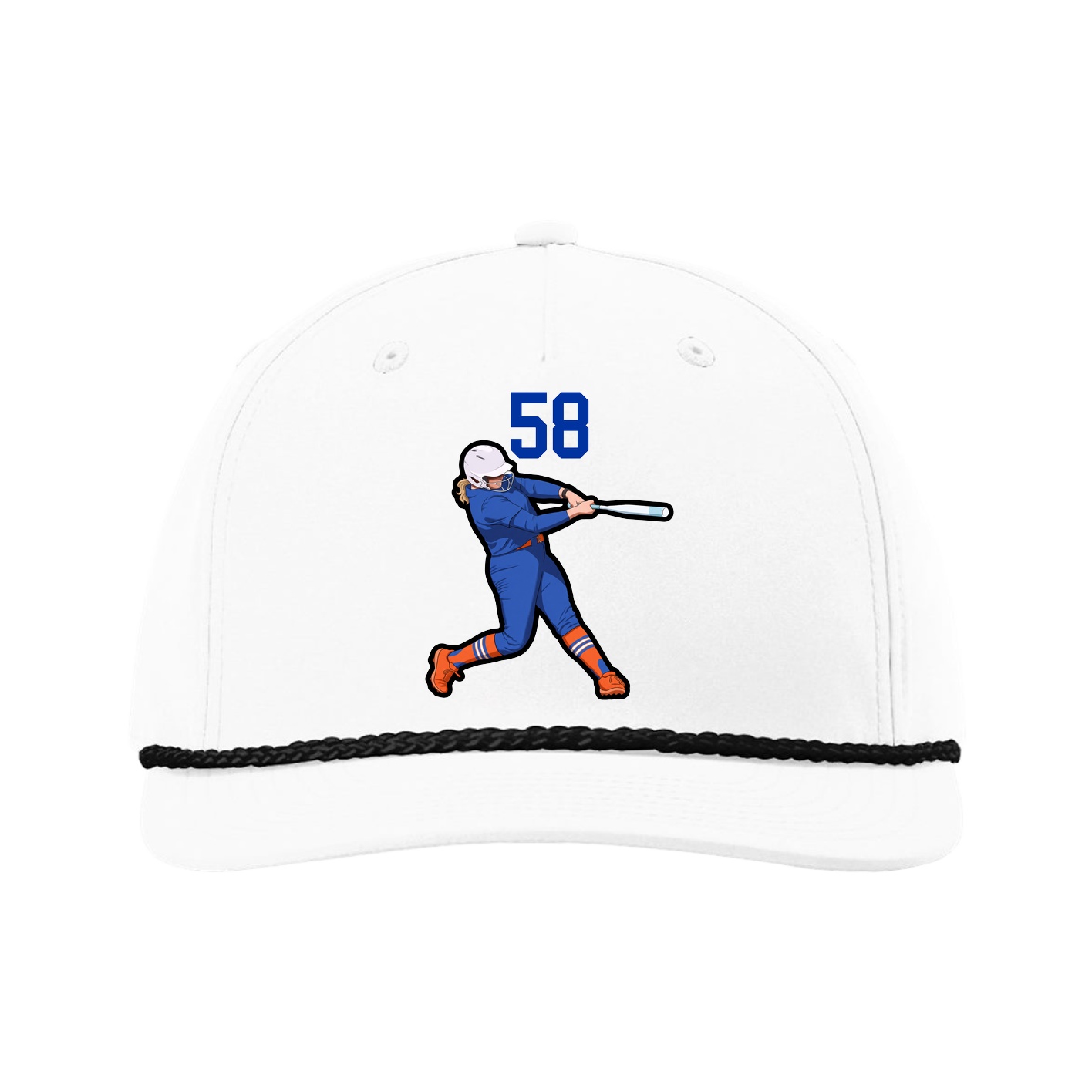Five-Panel Classic Rope Cap — Number Top in White