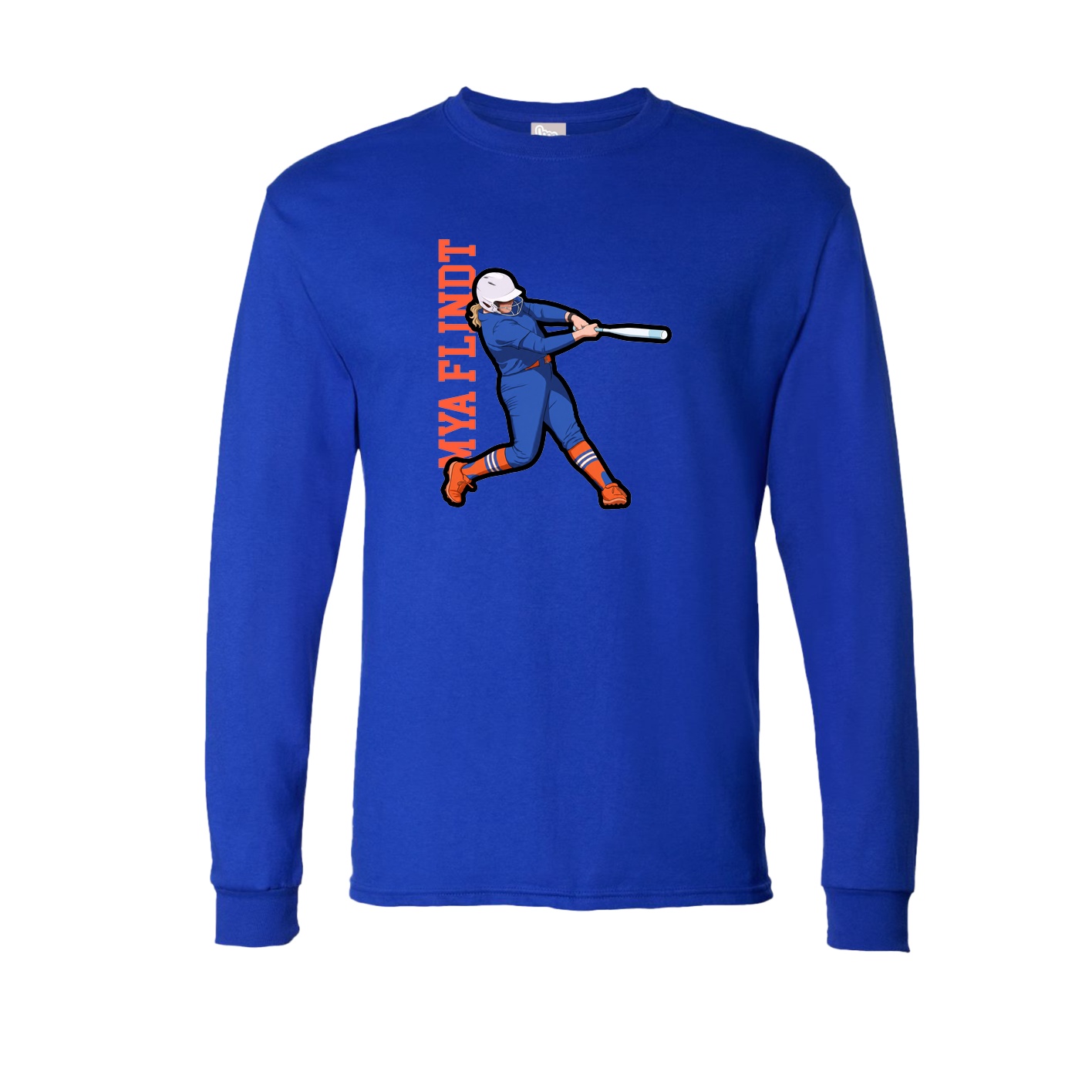 Long Sleeve Tee — Name Vertical in Royal