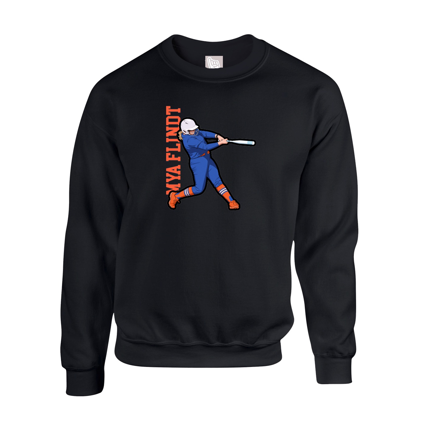 Fleece Crew — Name Vertical in Black