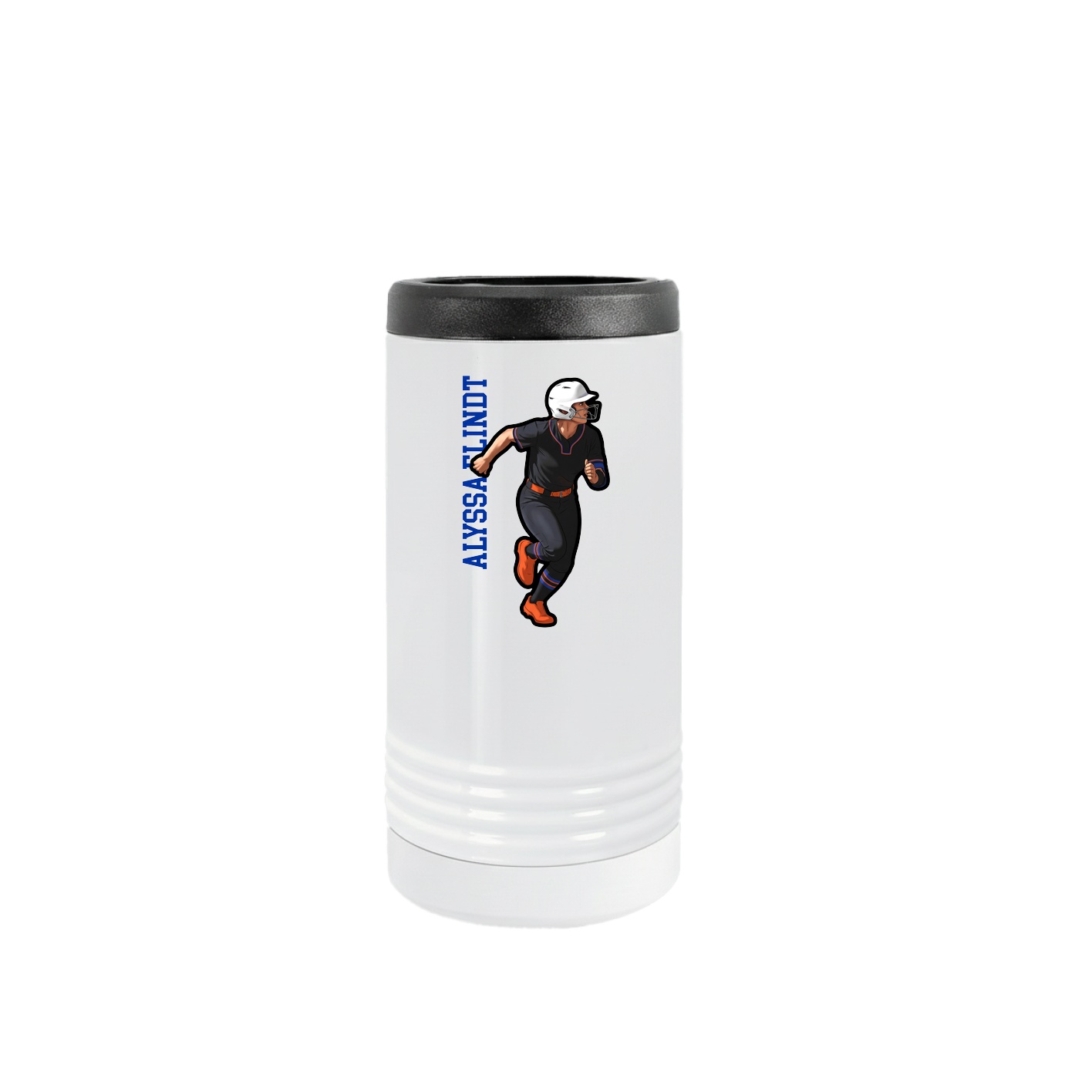 Slim Beverage Holder — Name Vertical in White