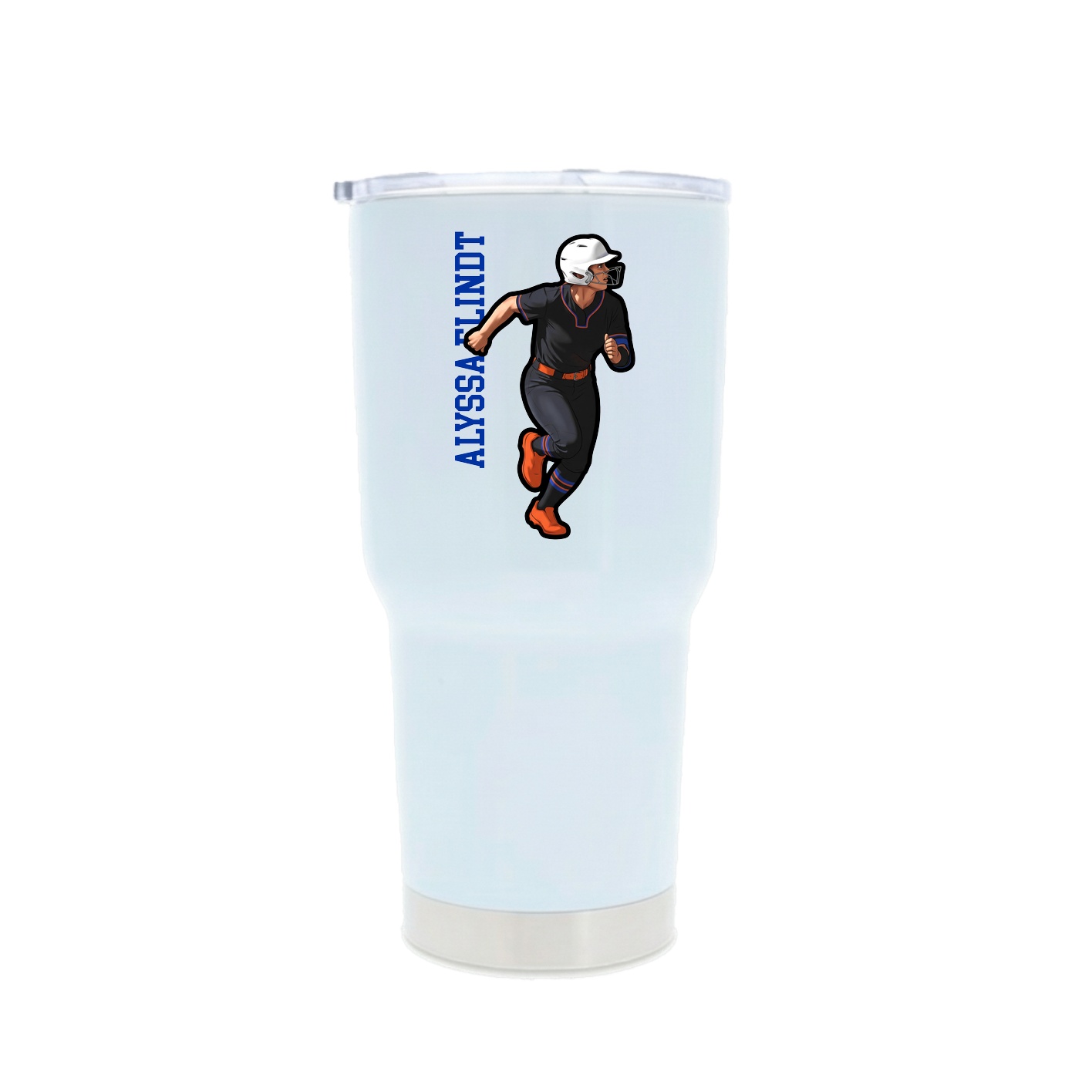 30oz Stainless Steel Tumbler — Name Vertical in White