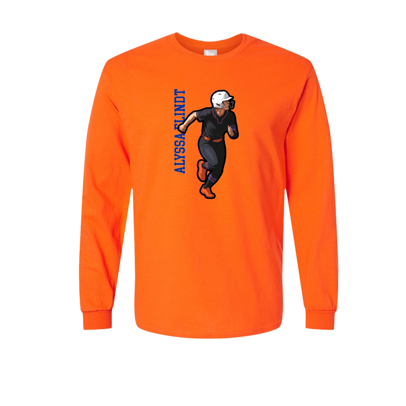 Long Sleeve Tee — Name Vertical in Orange