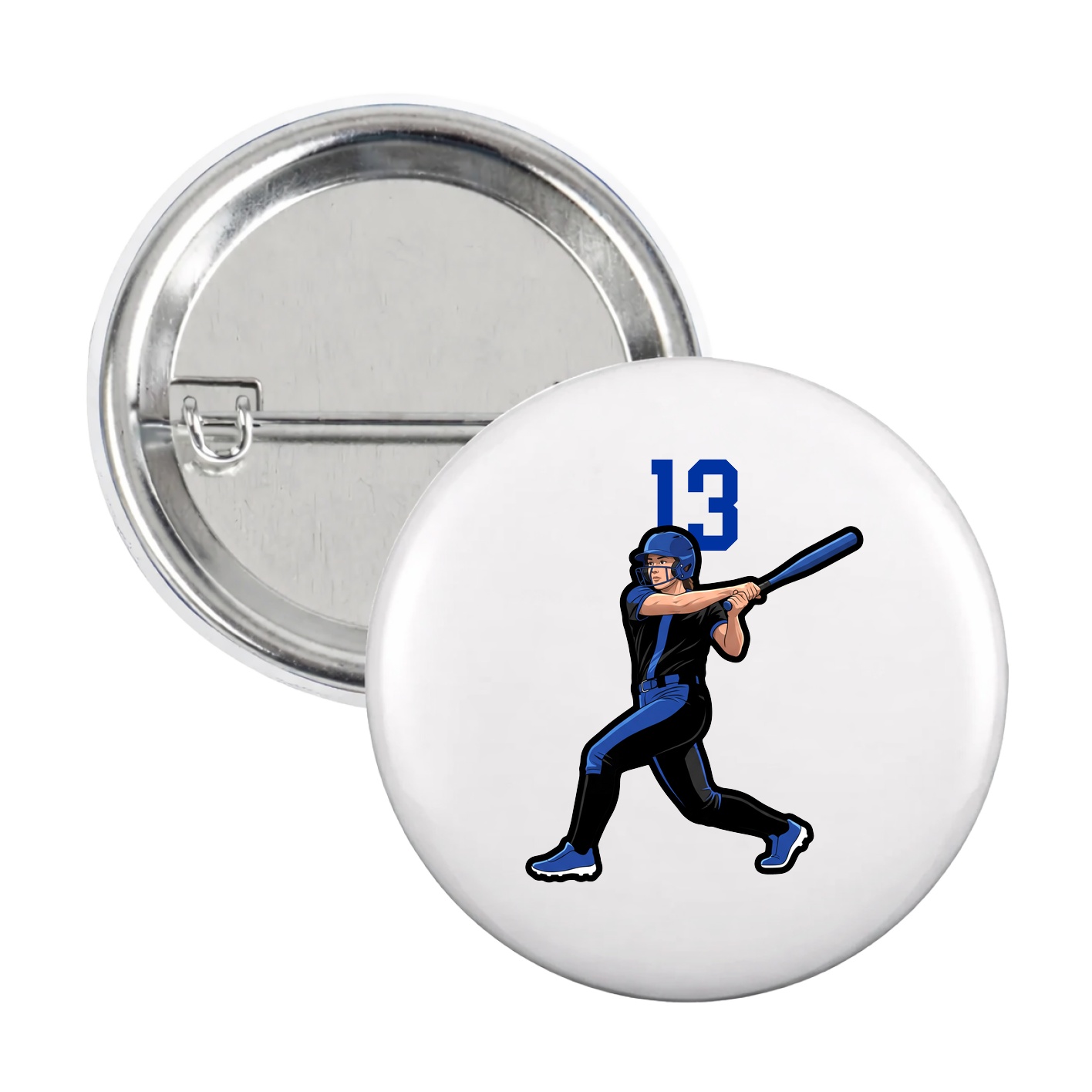 Game Day Button — Number Top in White