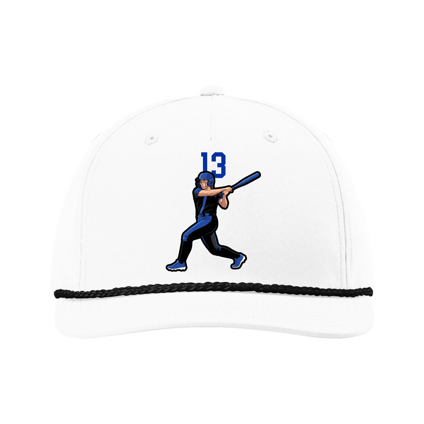 Five-Panel Classic Rope Cap — Number Top in White