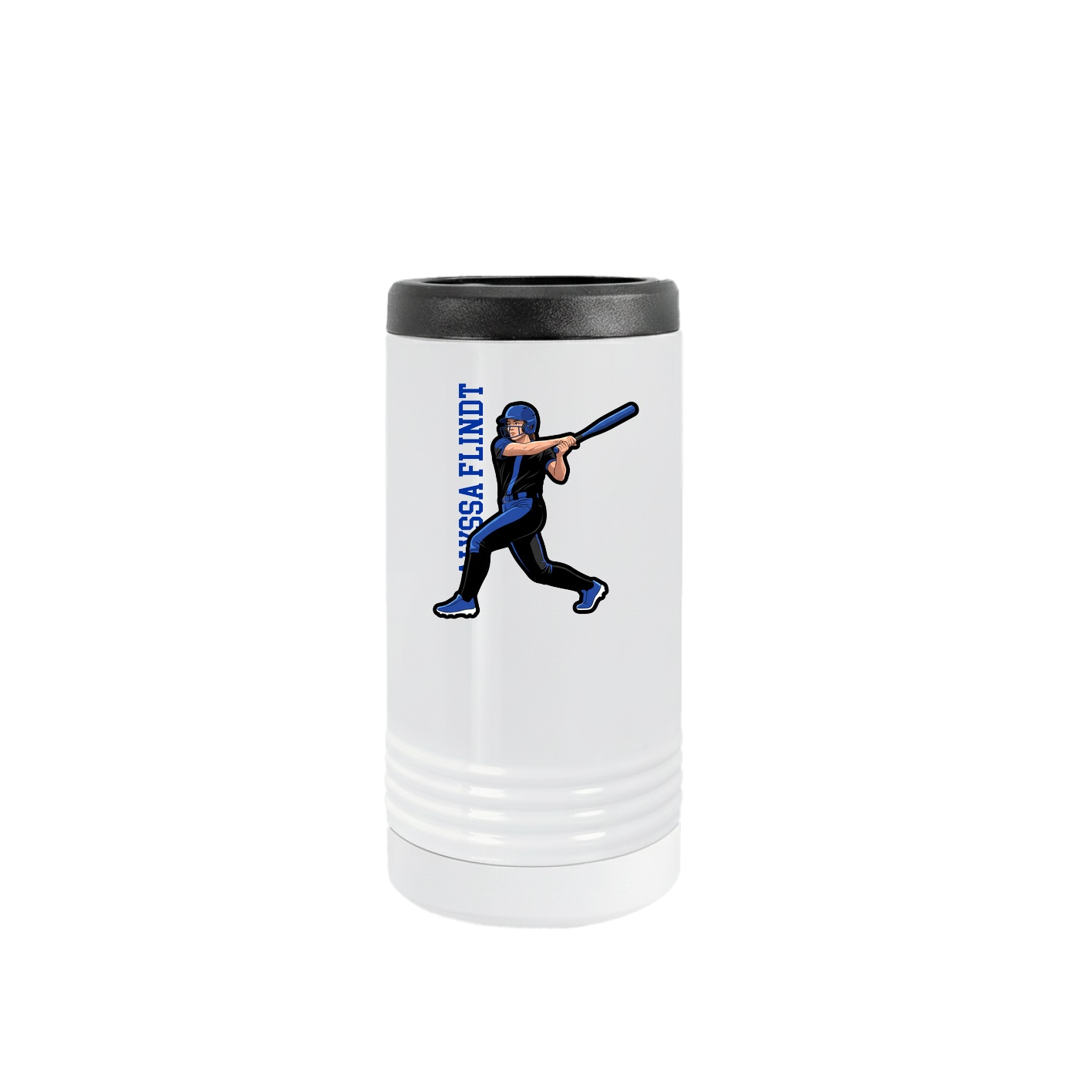 Slim Beverage Holder — Name Vertical in White
