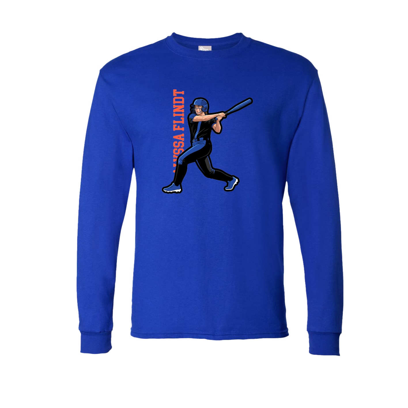 Long Sleeve Tee — Name Vertical in Royal