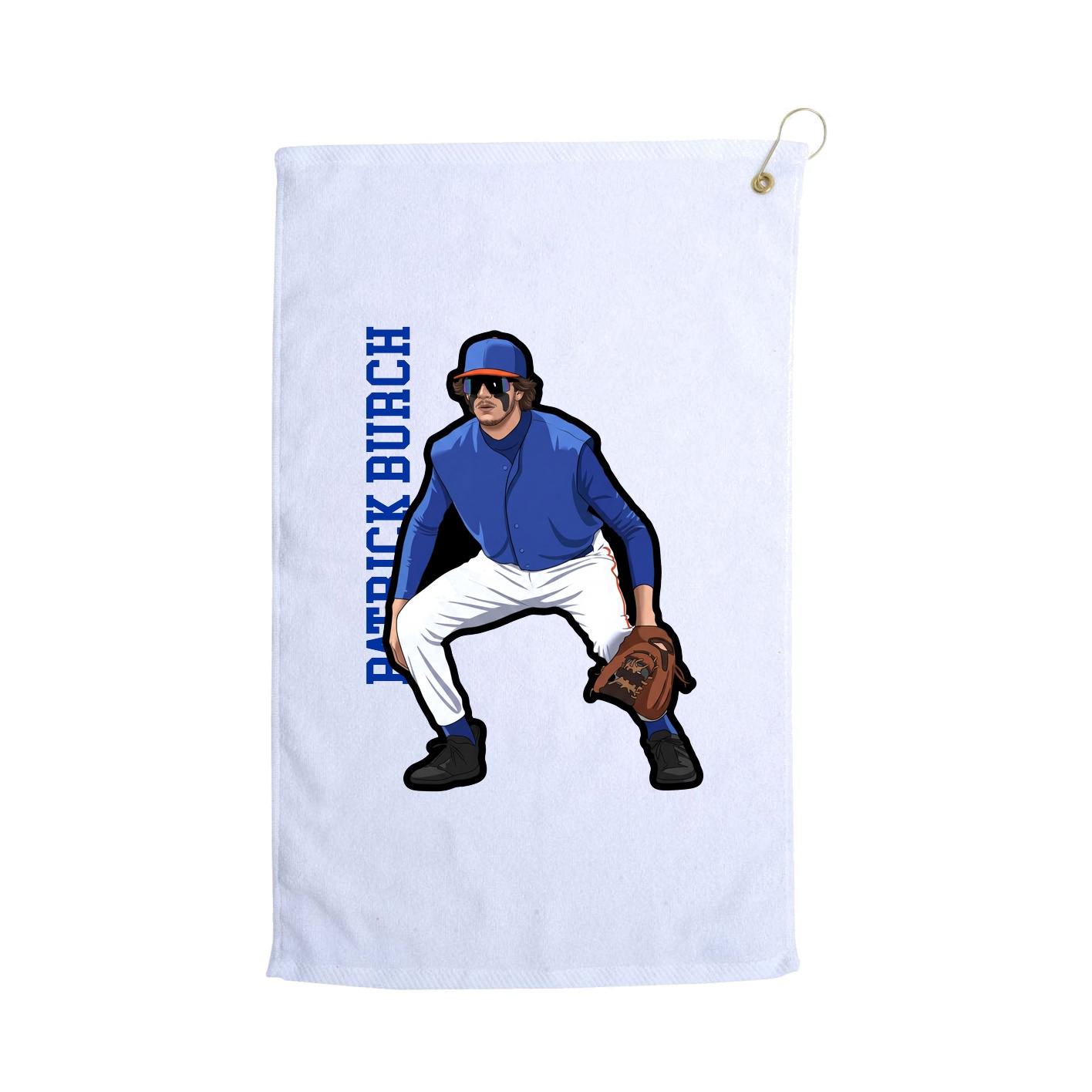 Golf Towel — Name Vertical in White
