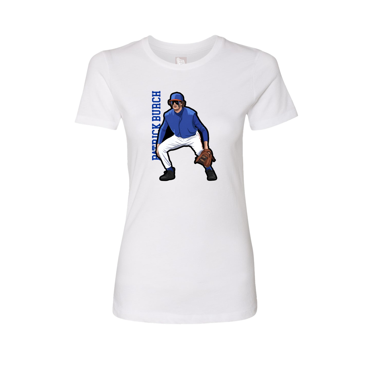 Fitted Women's Tee — Name Vertical in White