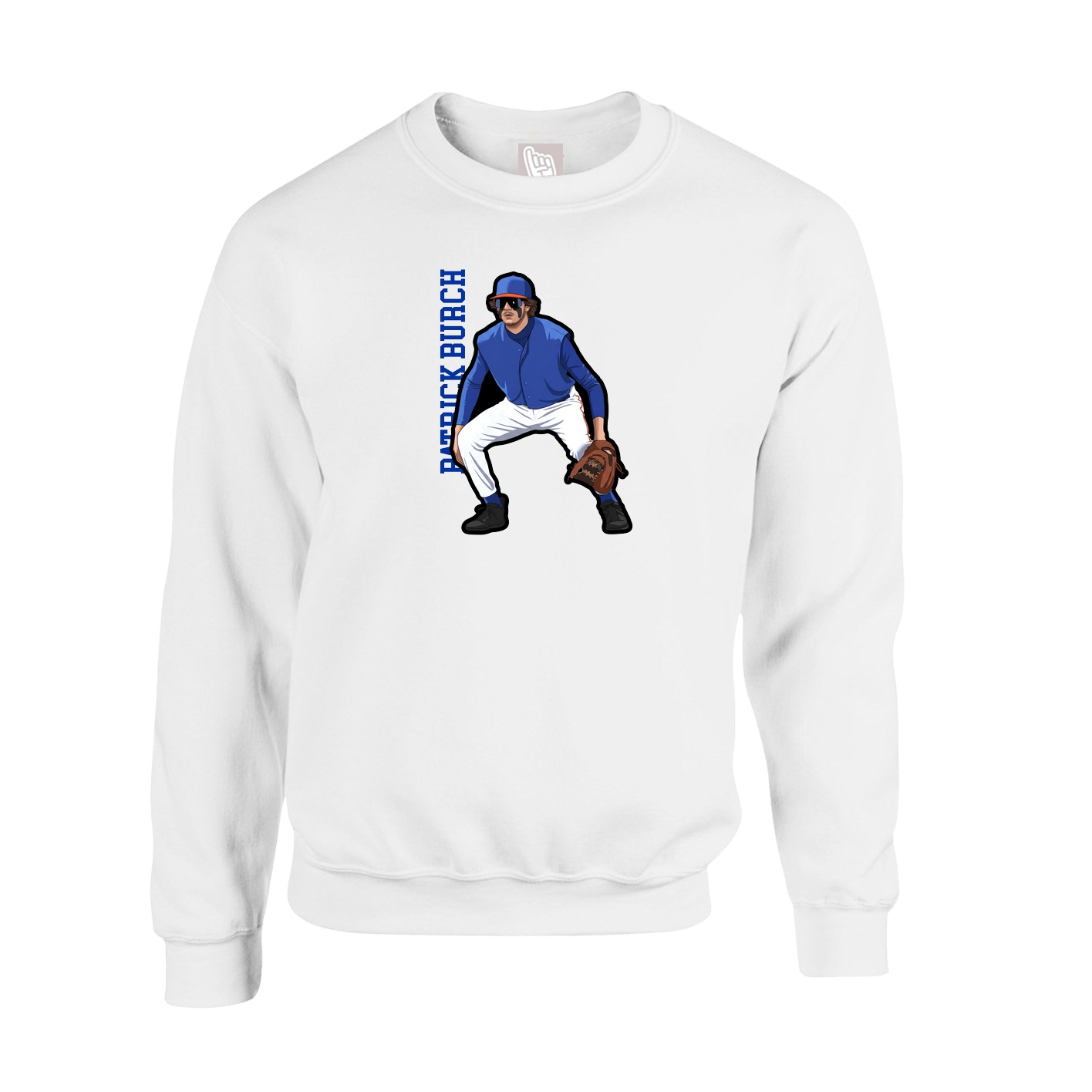 Fleece Crew — Name Vertical in White