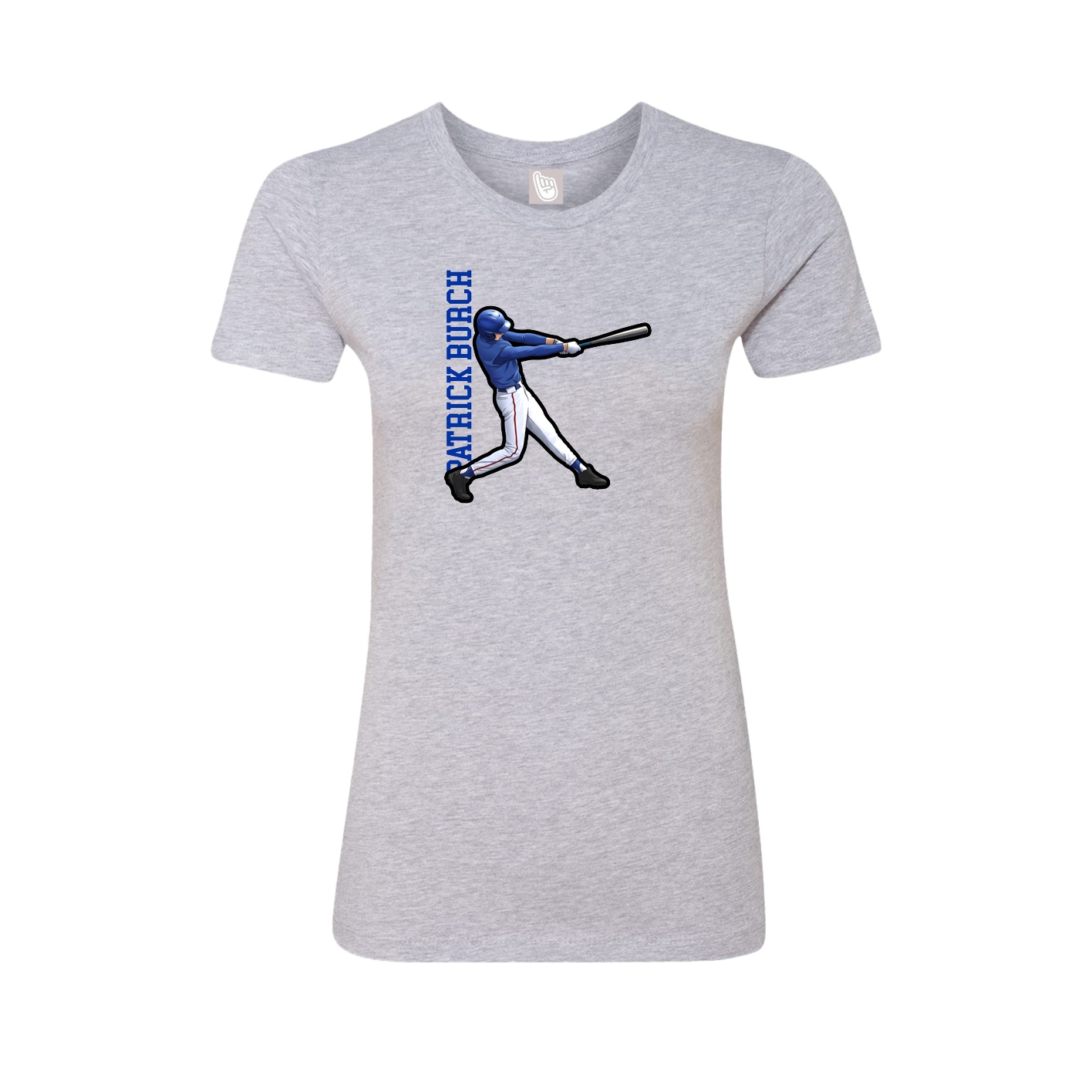 Fitted Women's Tee — Name Vertical in Grey