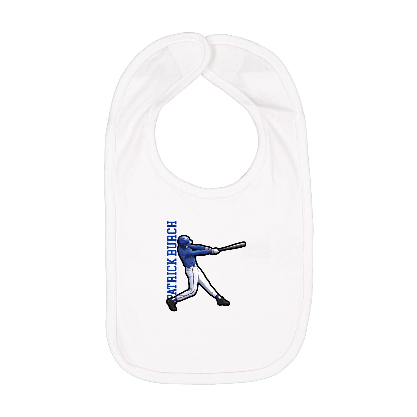 Infant Bib — Name Vertical in White