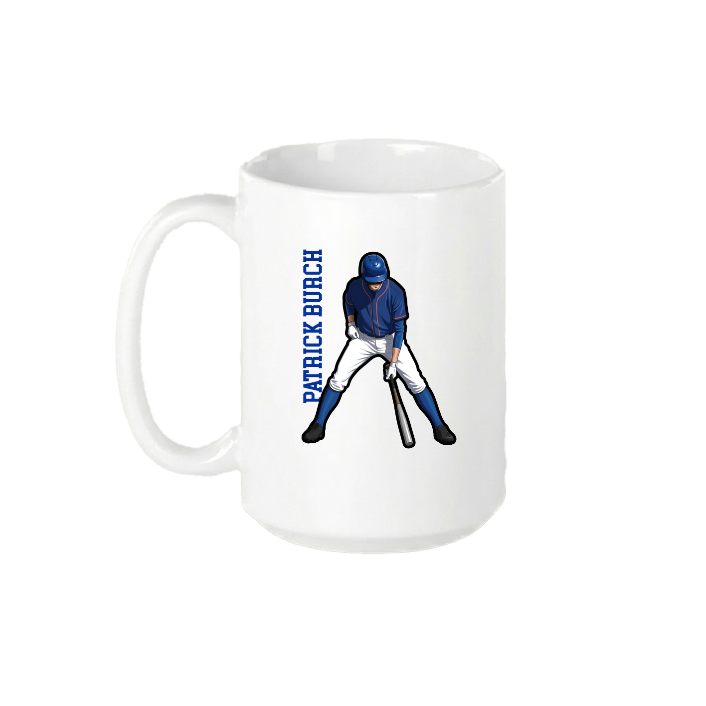 15oz Coffee Mug — Name Vertical in White
