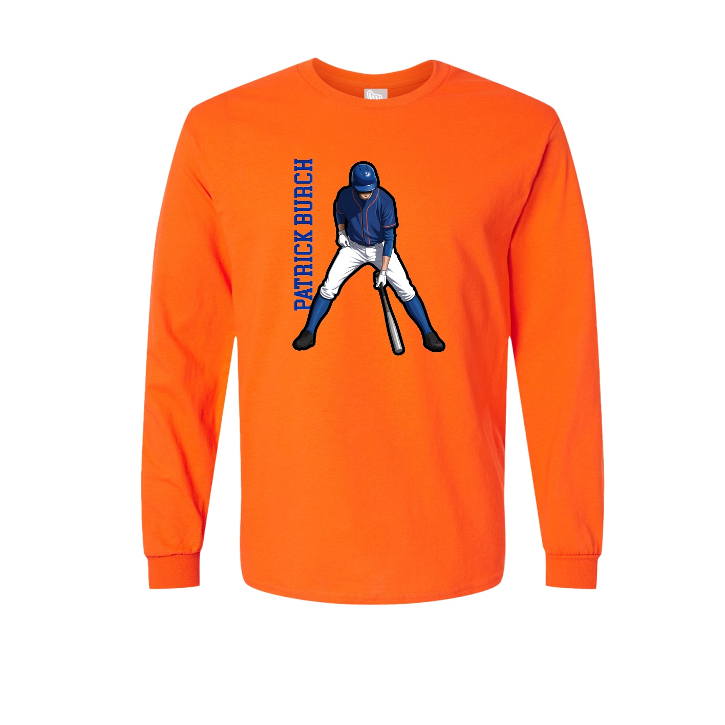 Long Sleeve Tee — Name Vertical in Orange