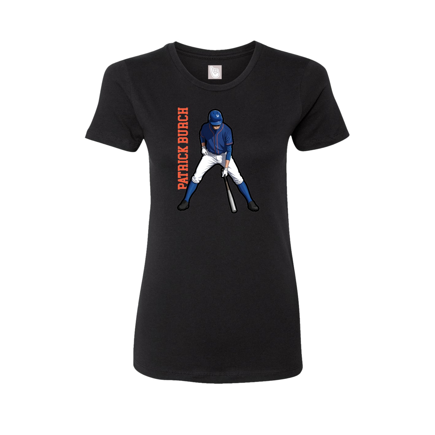 Fitted Women's Tee — Name Vertical in Black