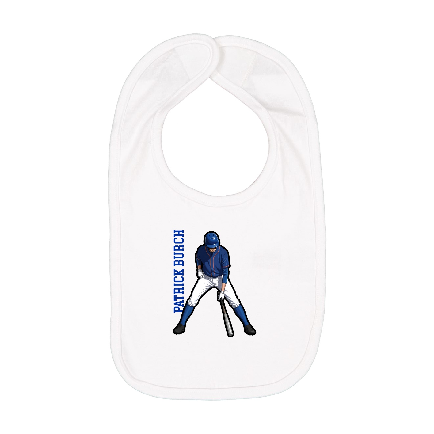 Infant Bib — Name Vertical in White