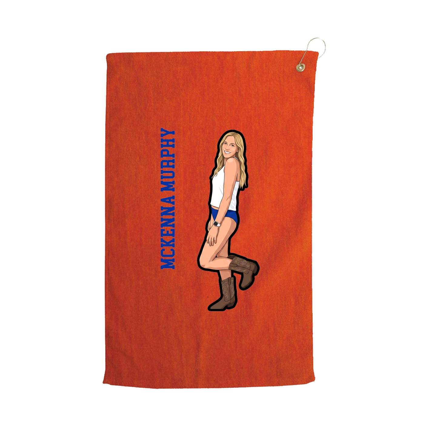 Golf Towel — Name Vertical in Orange