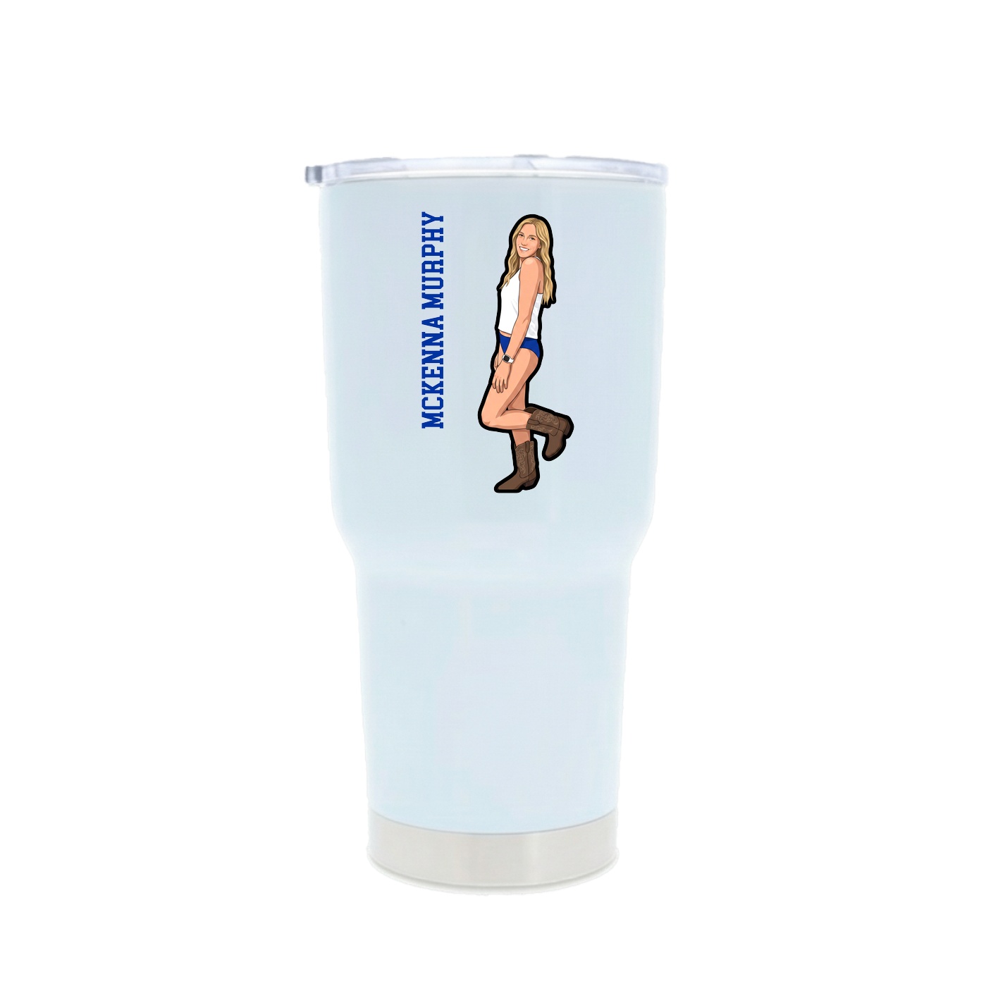 30oz Stainless Steel Tumbler — Name Vertical in White