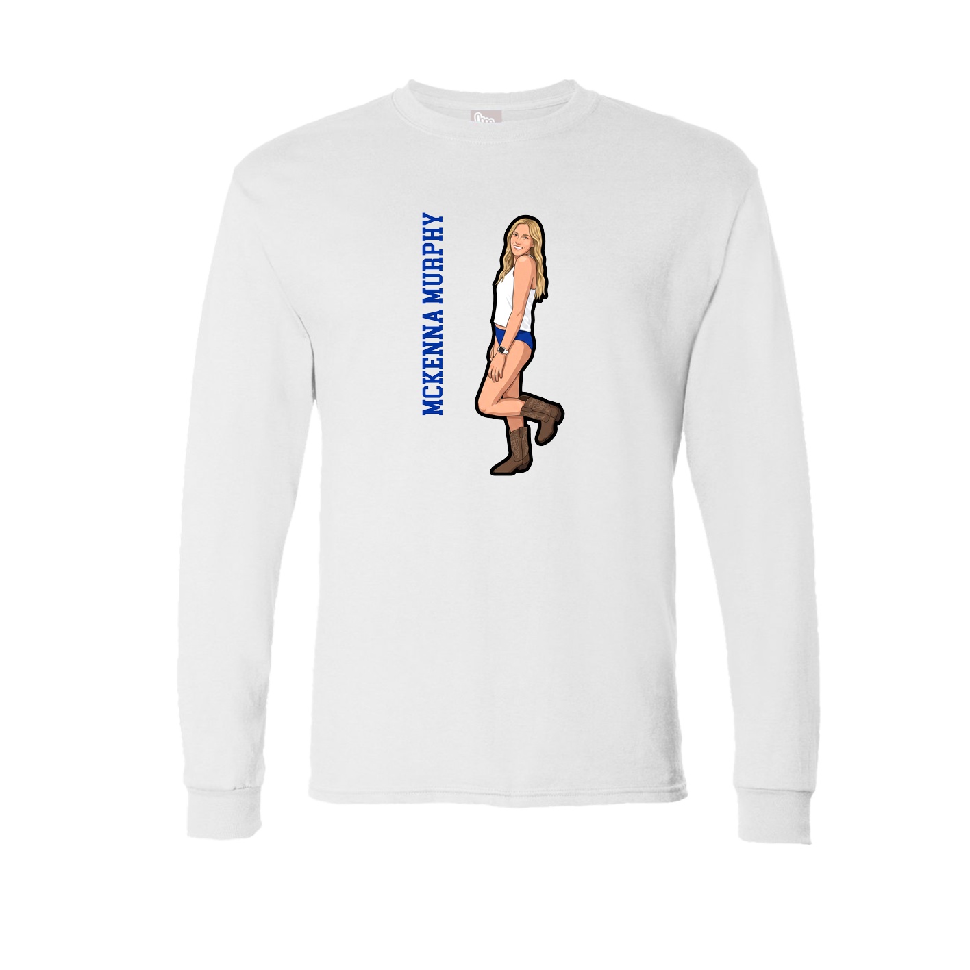 Long Sleeve Tee — Name Vertical in White