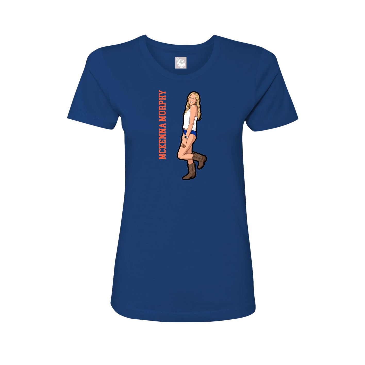 Fitted Women's Tee — Name Vertical in Royal