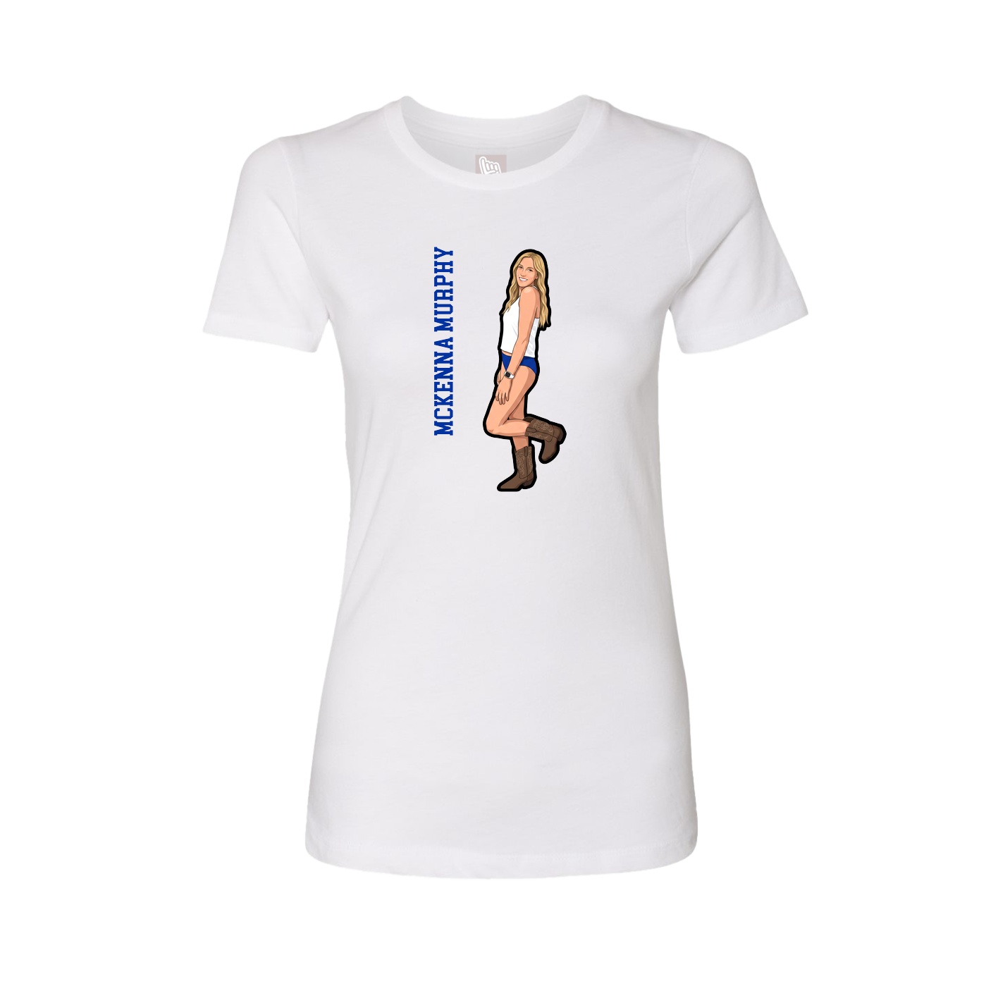 Fitted Women's Tee — Name Vertical in White
