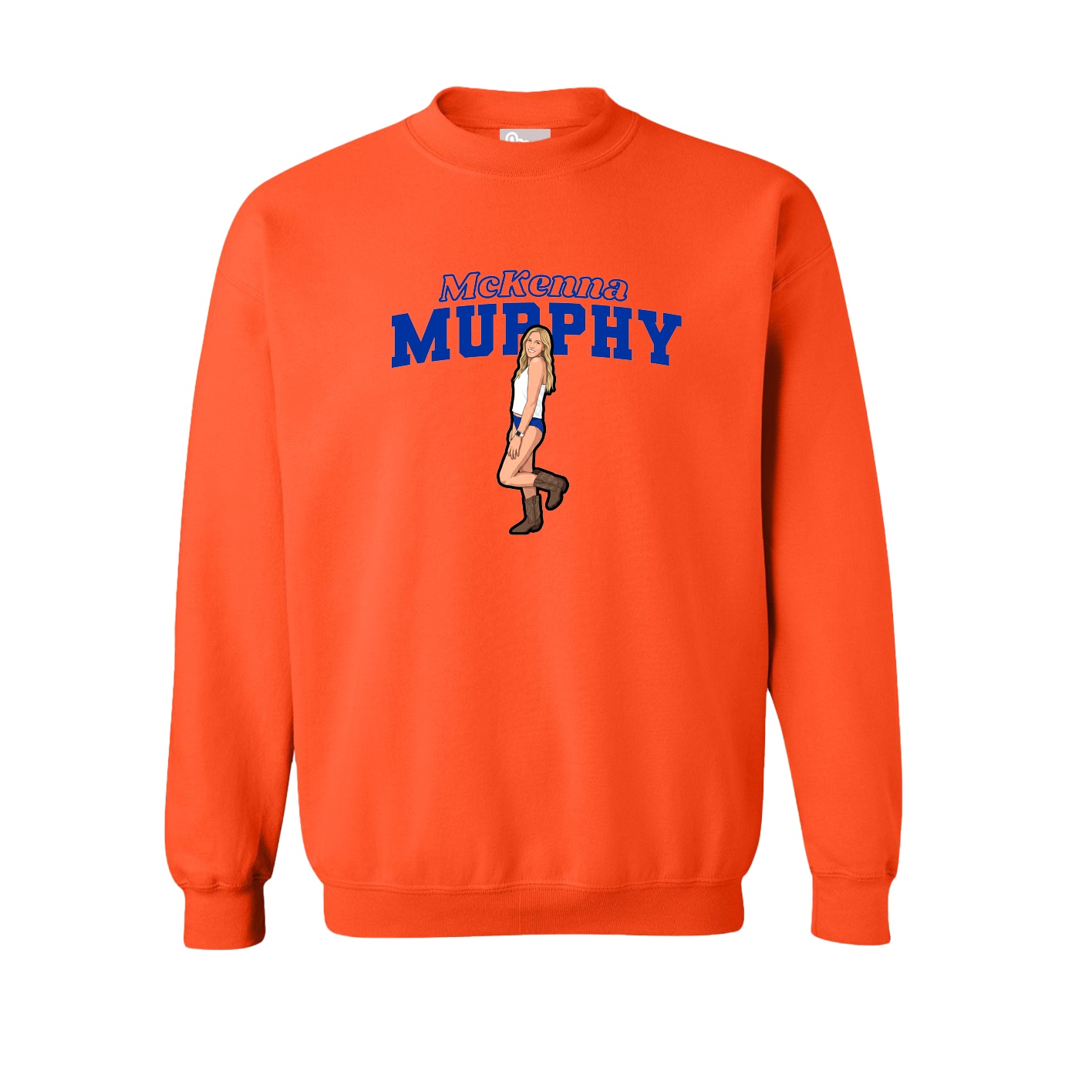 Fleece Crew — Name Arch in Orange
