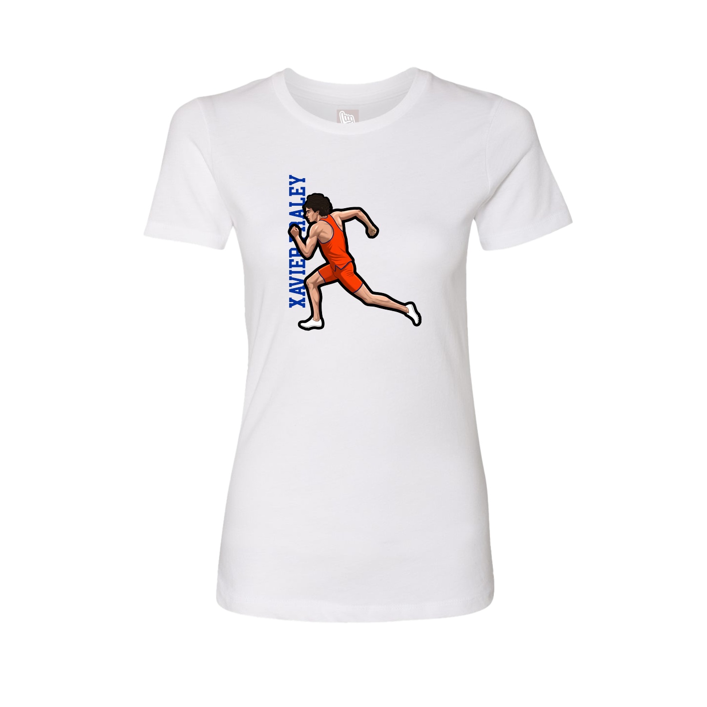 Fitted Women's Tee — Name Vertical in White