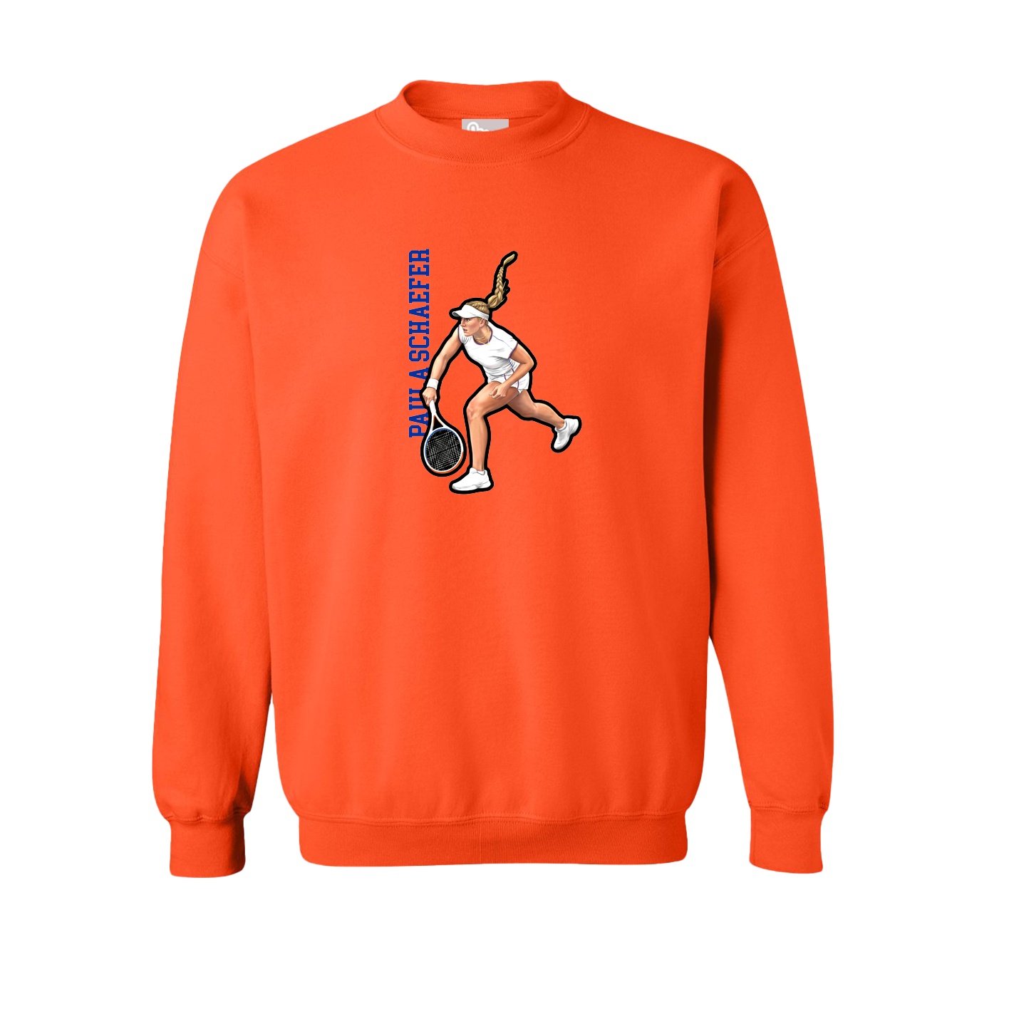 Fleece Crew — Name Vertical in Orange