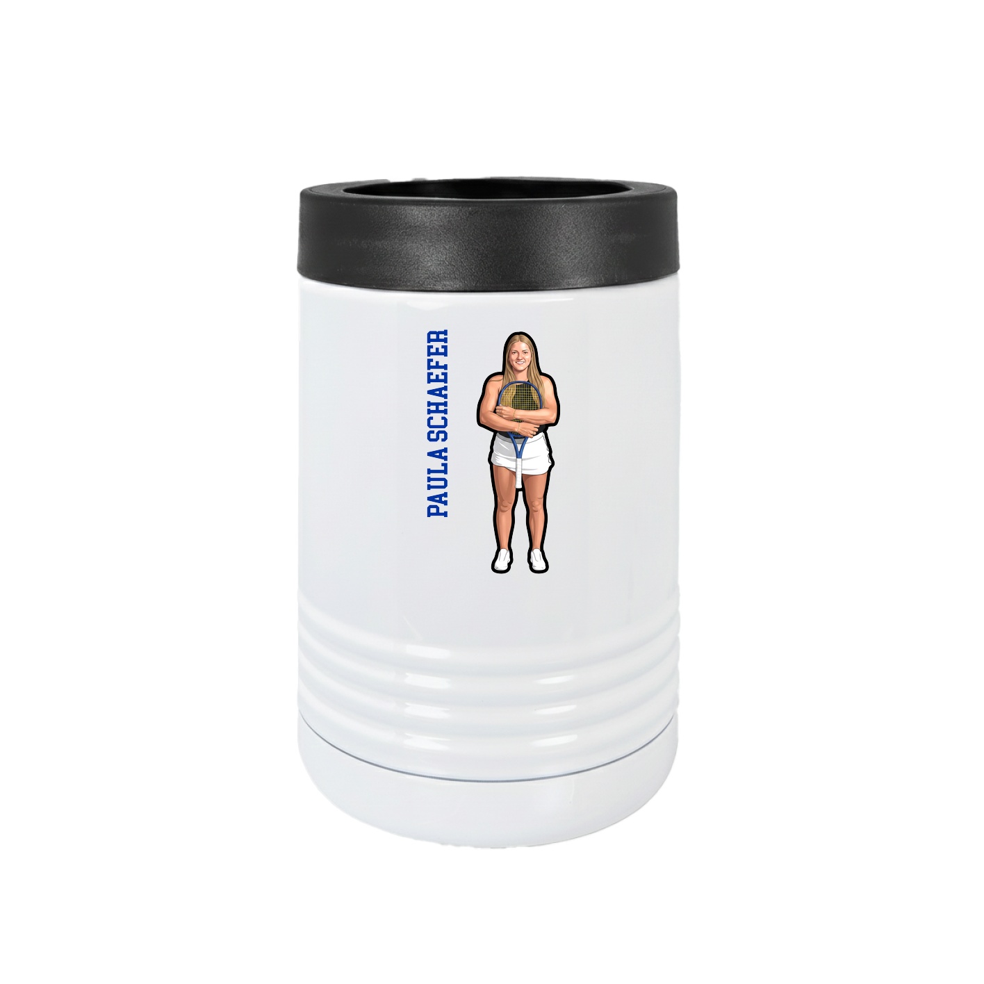 Beverage Holder — Name Vertical in White