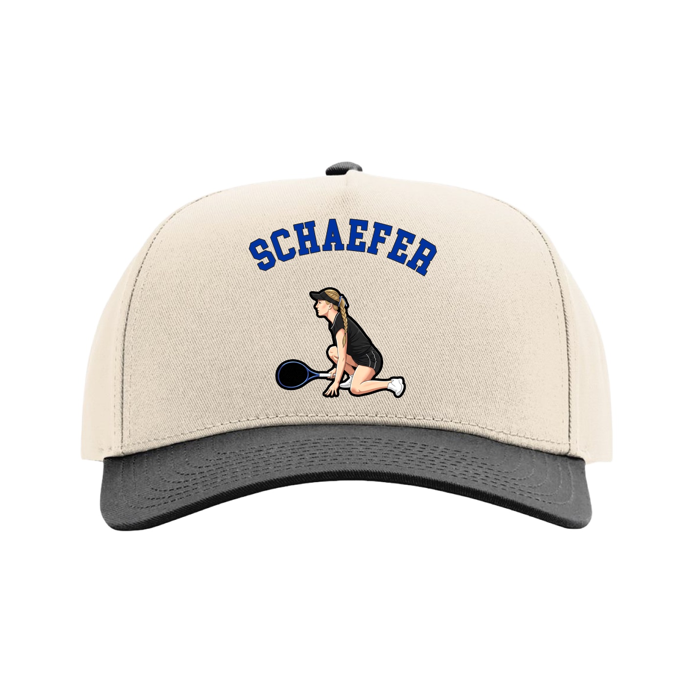 Full Fabric Five-Panel Champ Cap — Shirsey Arch in Cream/Black