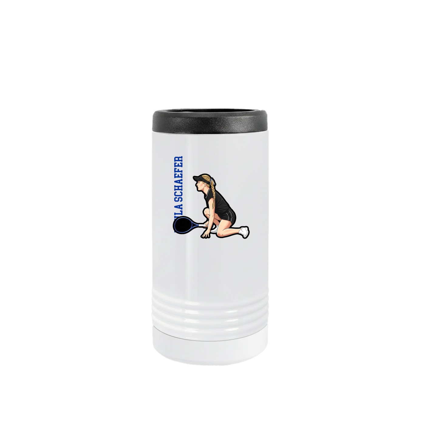Slim Beverage Holder — Name Vertical in White
