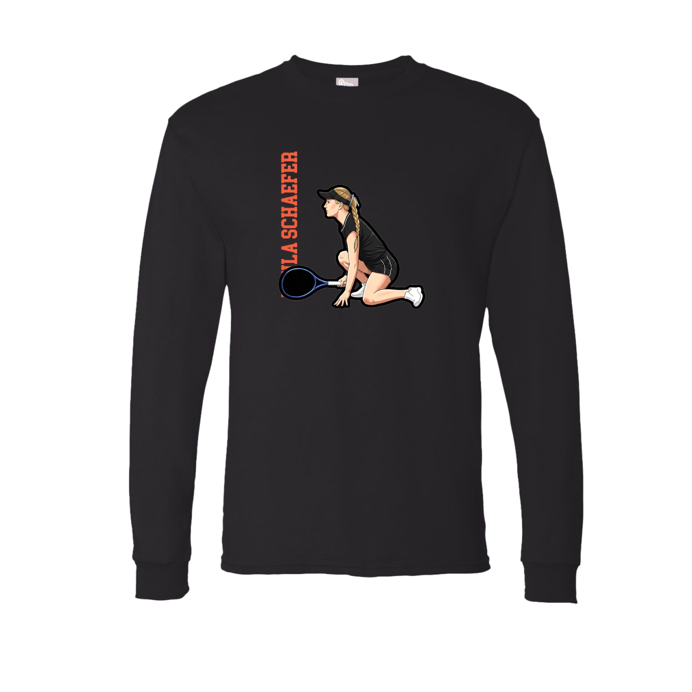 Long Sleeve Tee — Name Vertical in Black