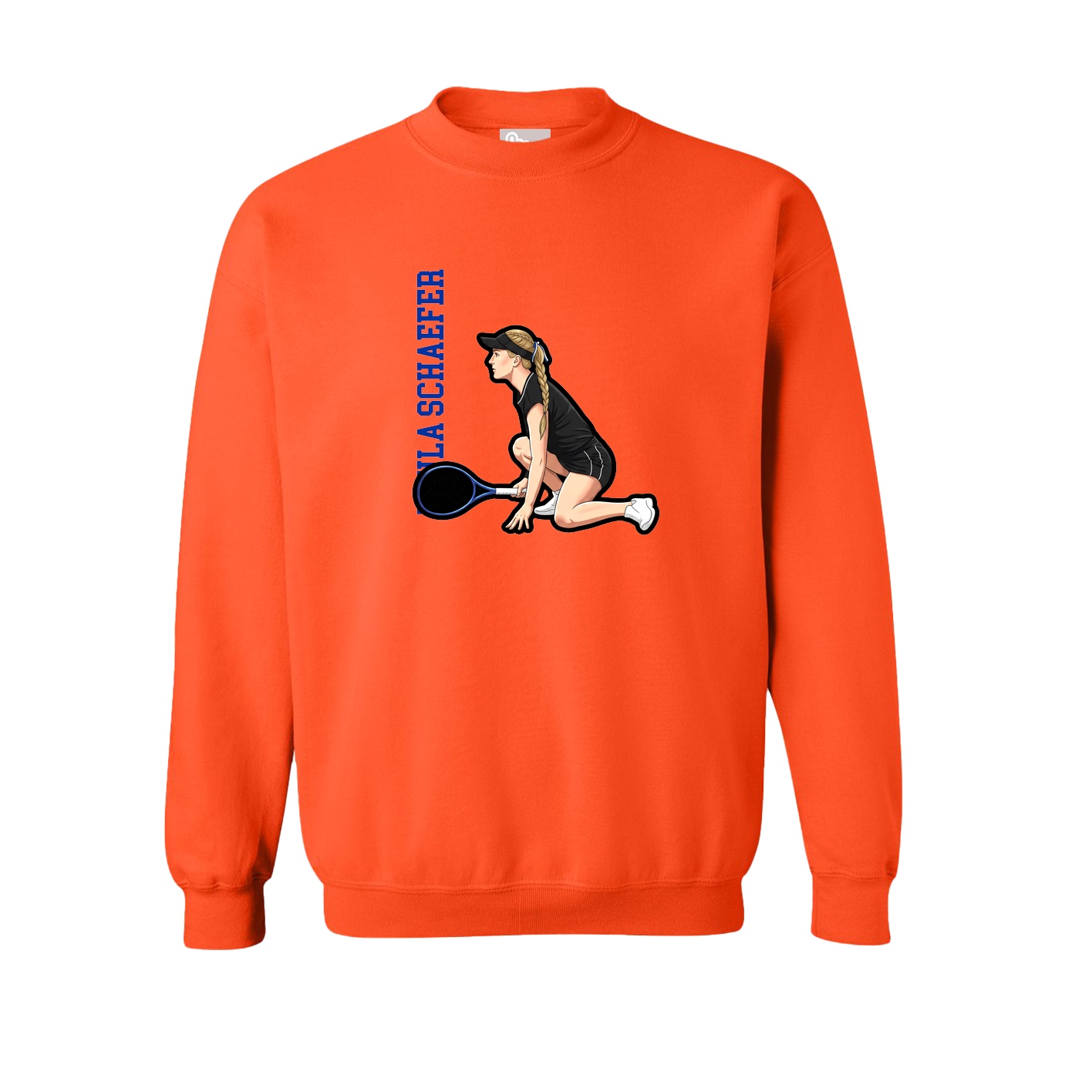 Fleece Crew — Name Vertical in Orange