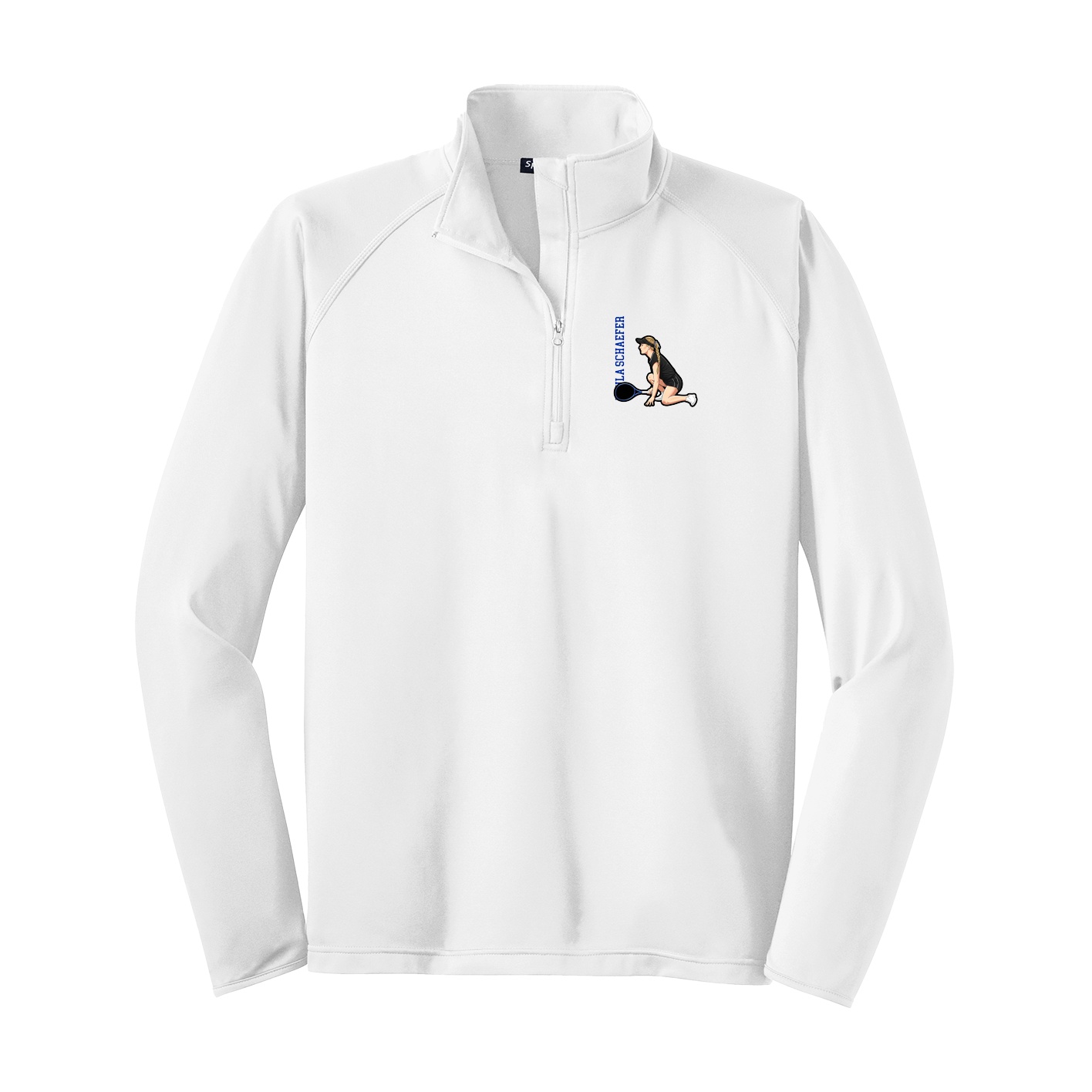 Q-Zip Pullover — Name Vertical in White