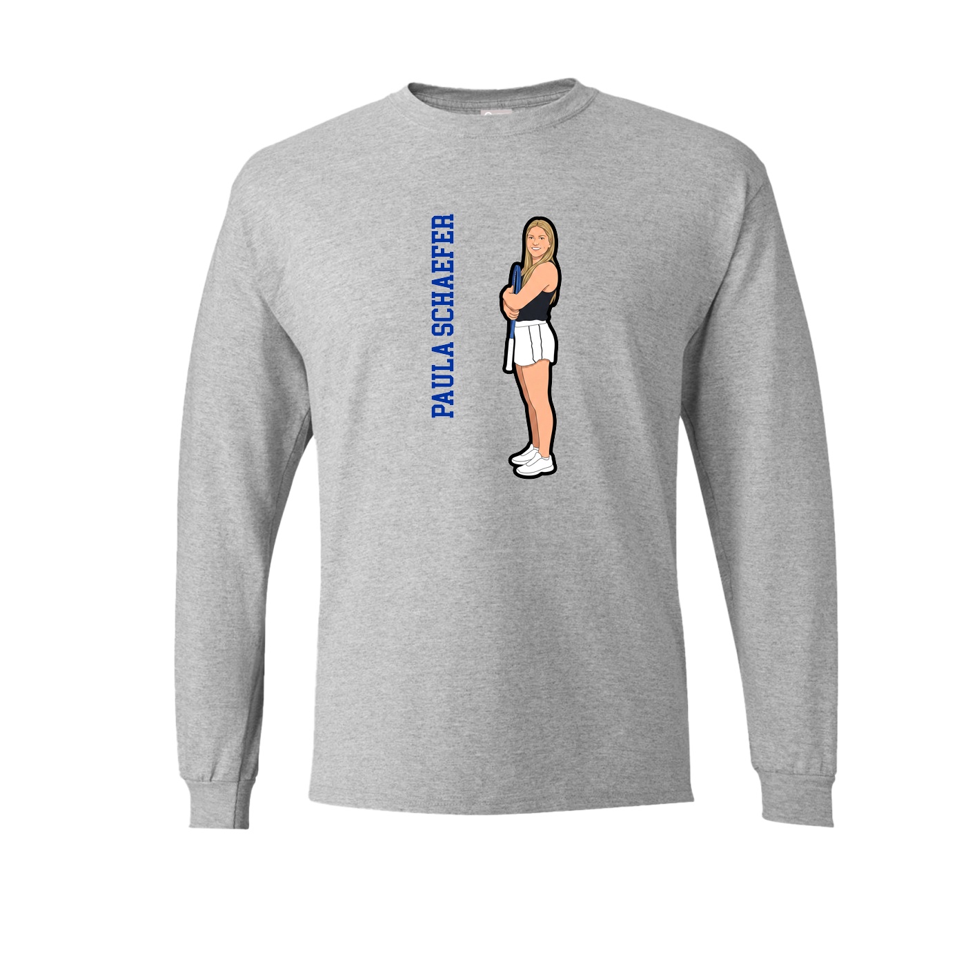 Long Sleeve Tee — Name Vertical in Grey