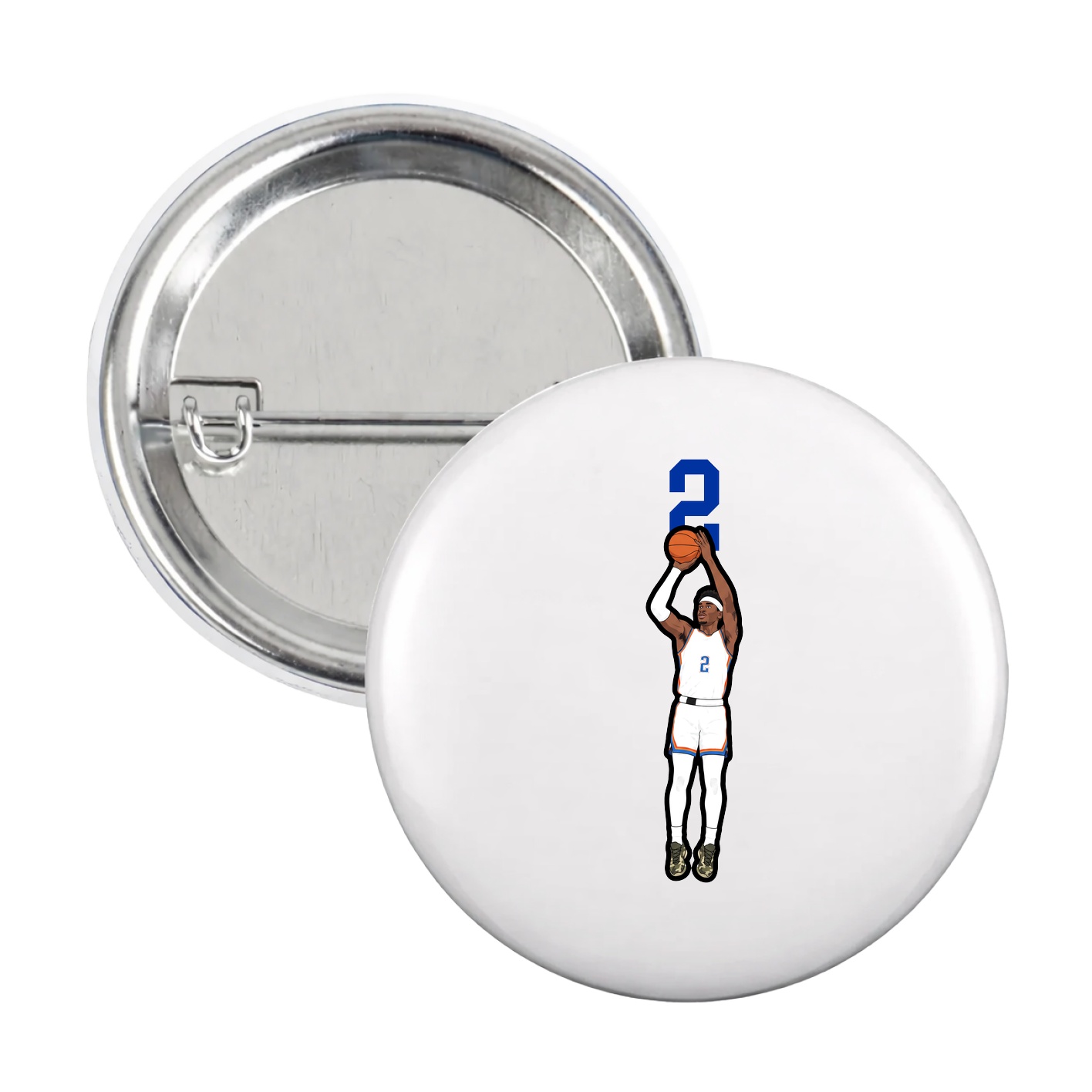 Game Day Button — Number Top in White