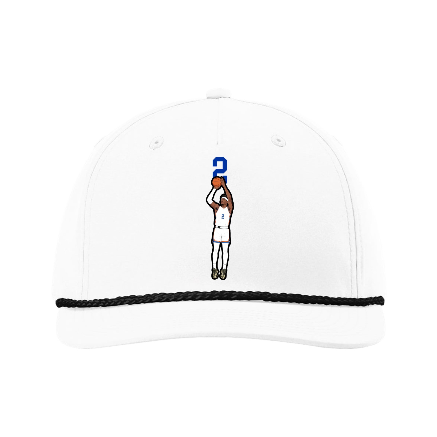 Five-Panel Classic Rope Cap — Number Top in White