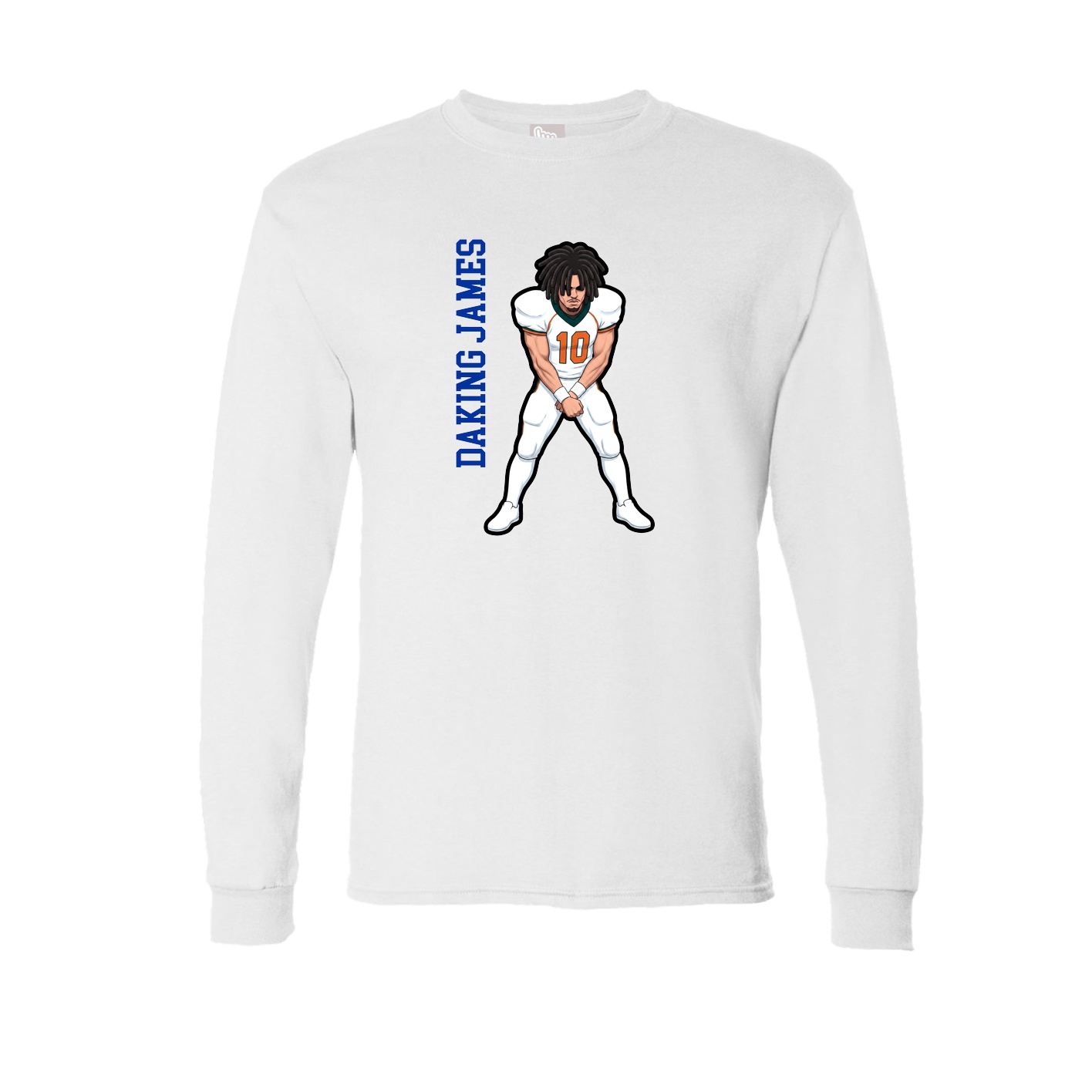 Long Sleeve Tee — Name Vertical in White