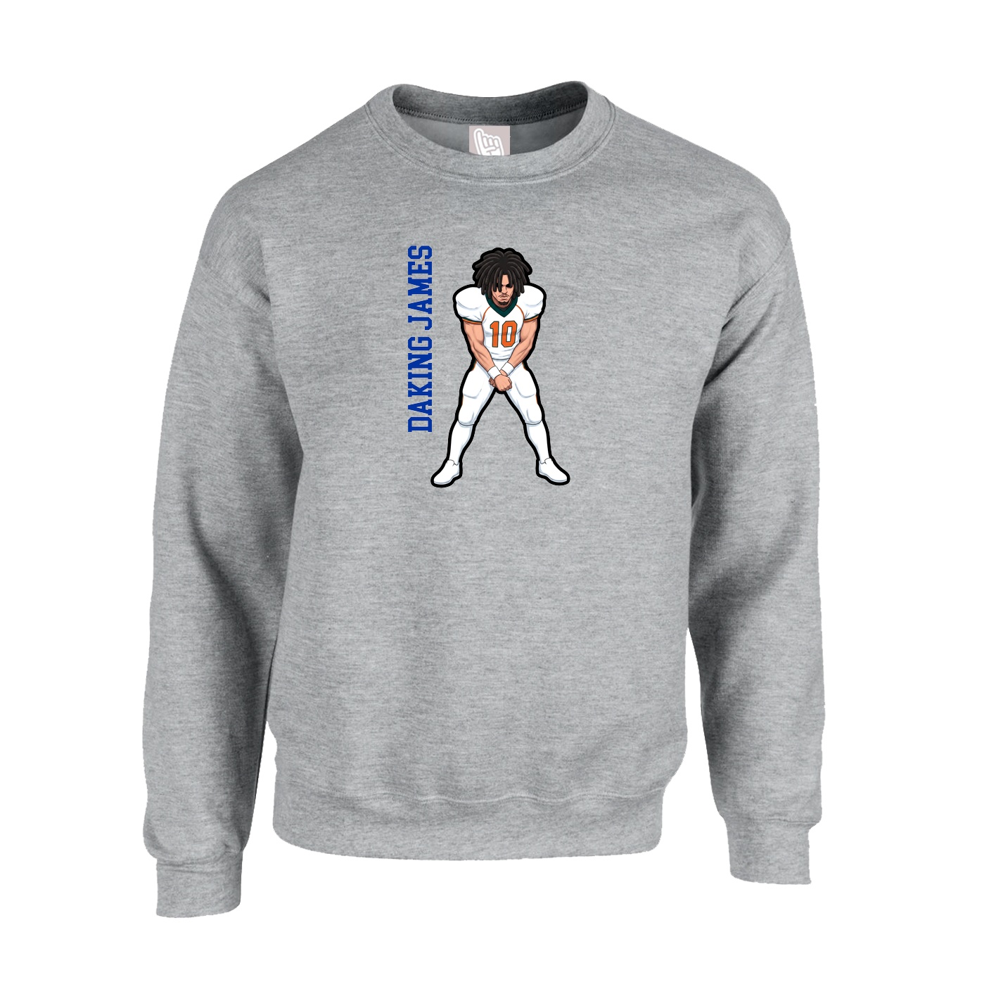 Fleece Crew — Name Vertical in Grey
