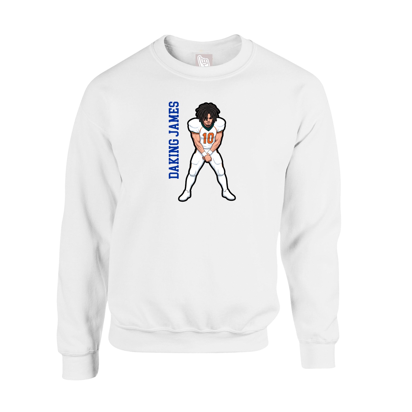 Fleece Crew — Name Vertical in White