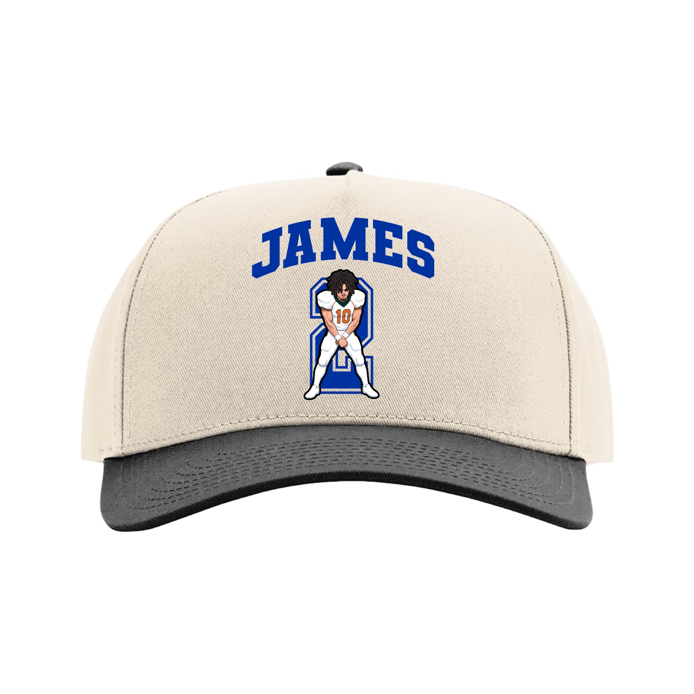 Full Fabric Five-Panel Champ Cap — Number in Cream/Black