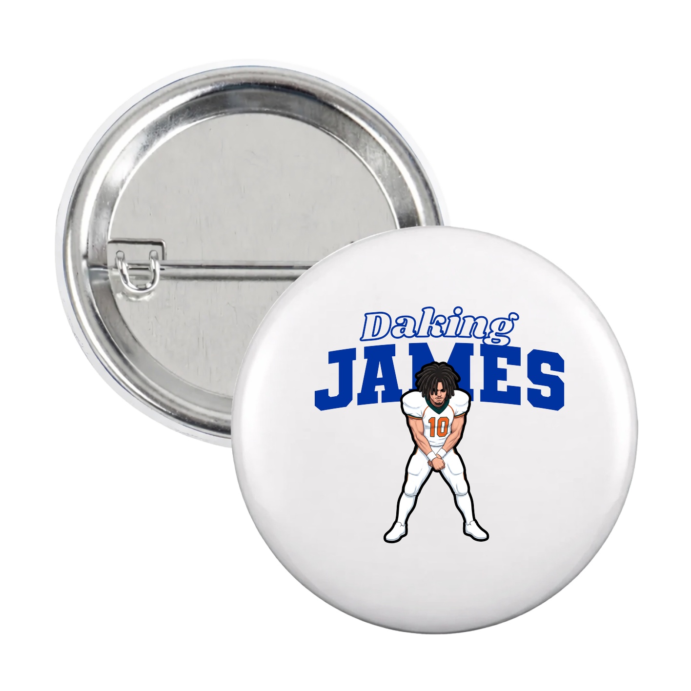 Game Day Button — Name Arch in White