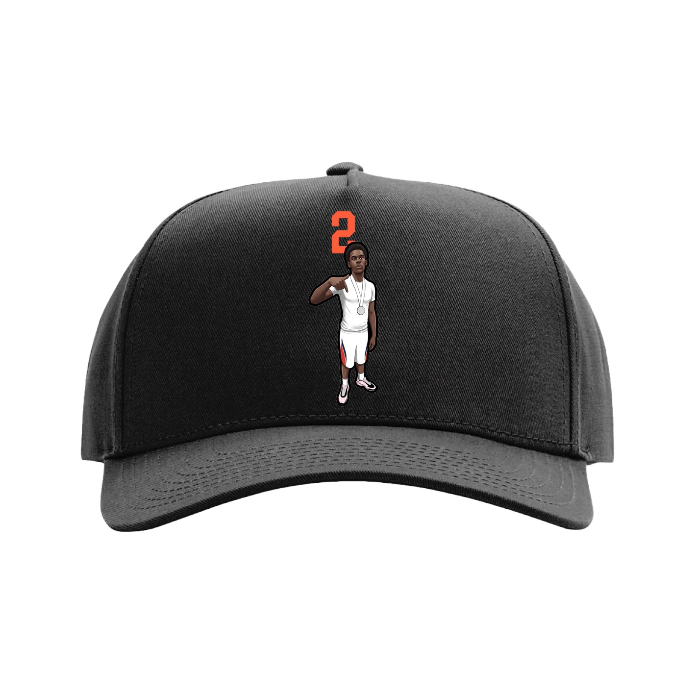 Full Fabric Five-Panel Champ Cap — Number Top in Black