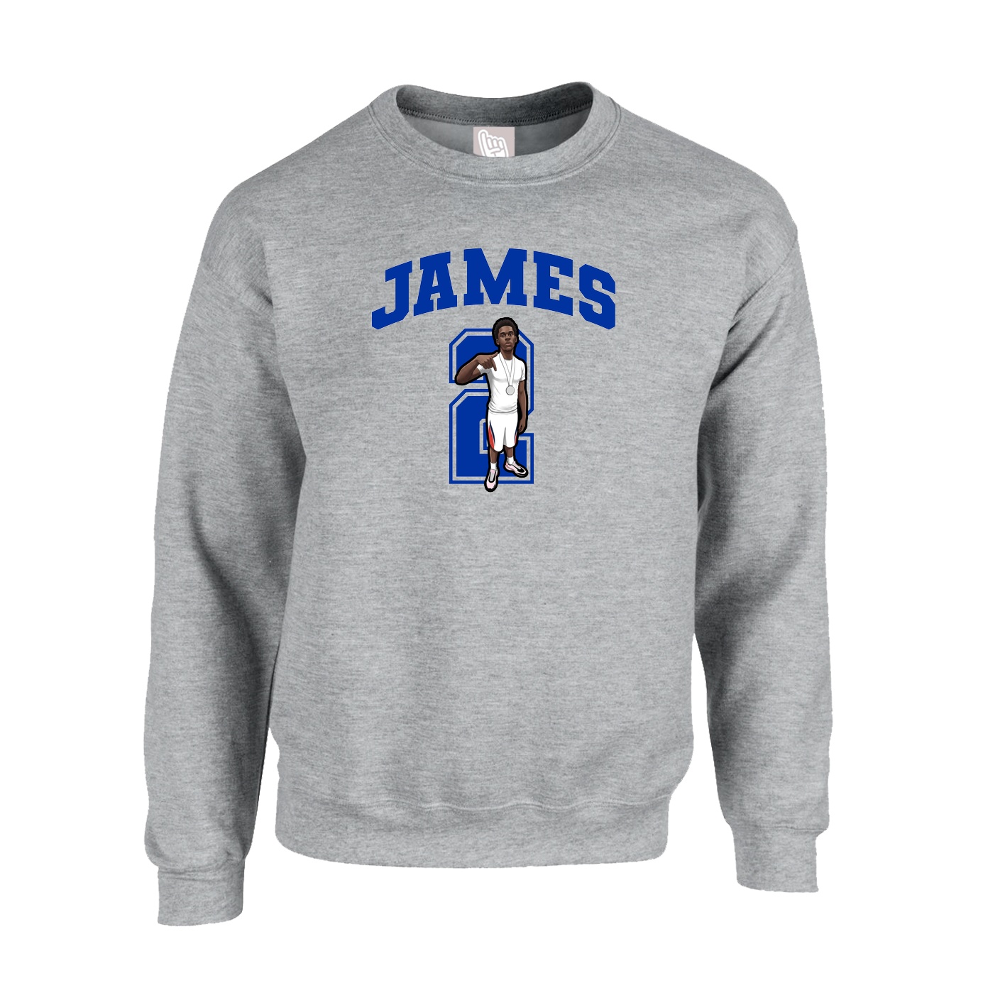 Fleece Crew — Number in Grey