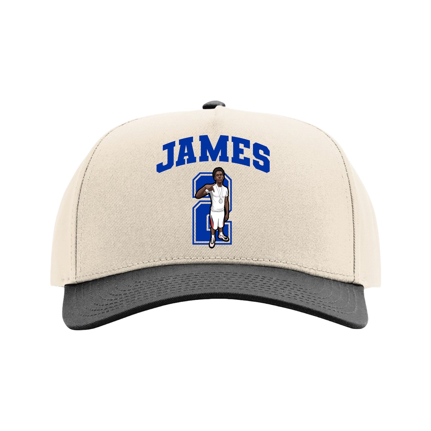 Full Fabric Five-Panel Champ Cap — Number in Cream/Black