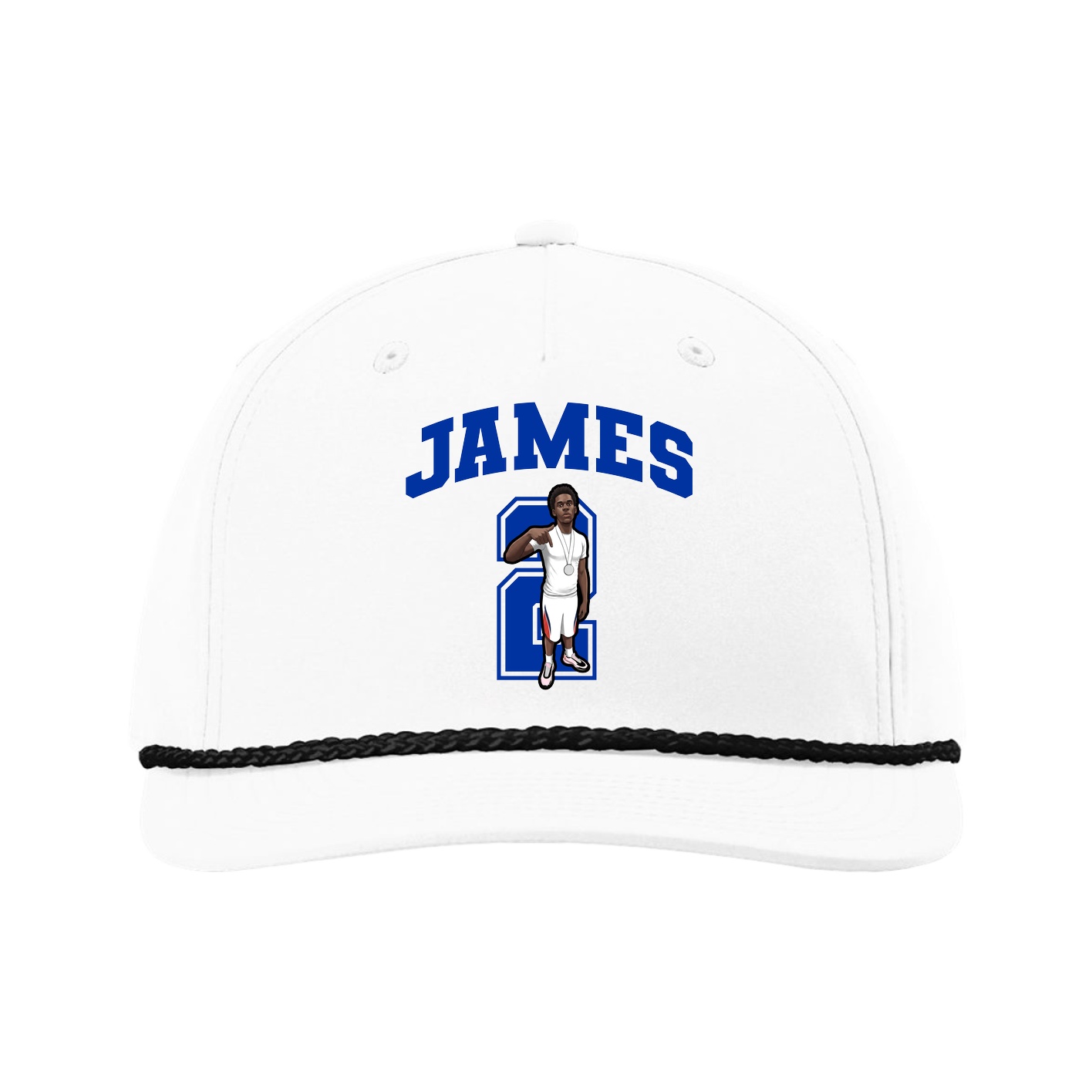 Five-Panel Classic Rope Cap — Number in White