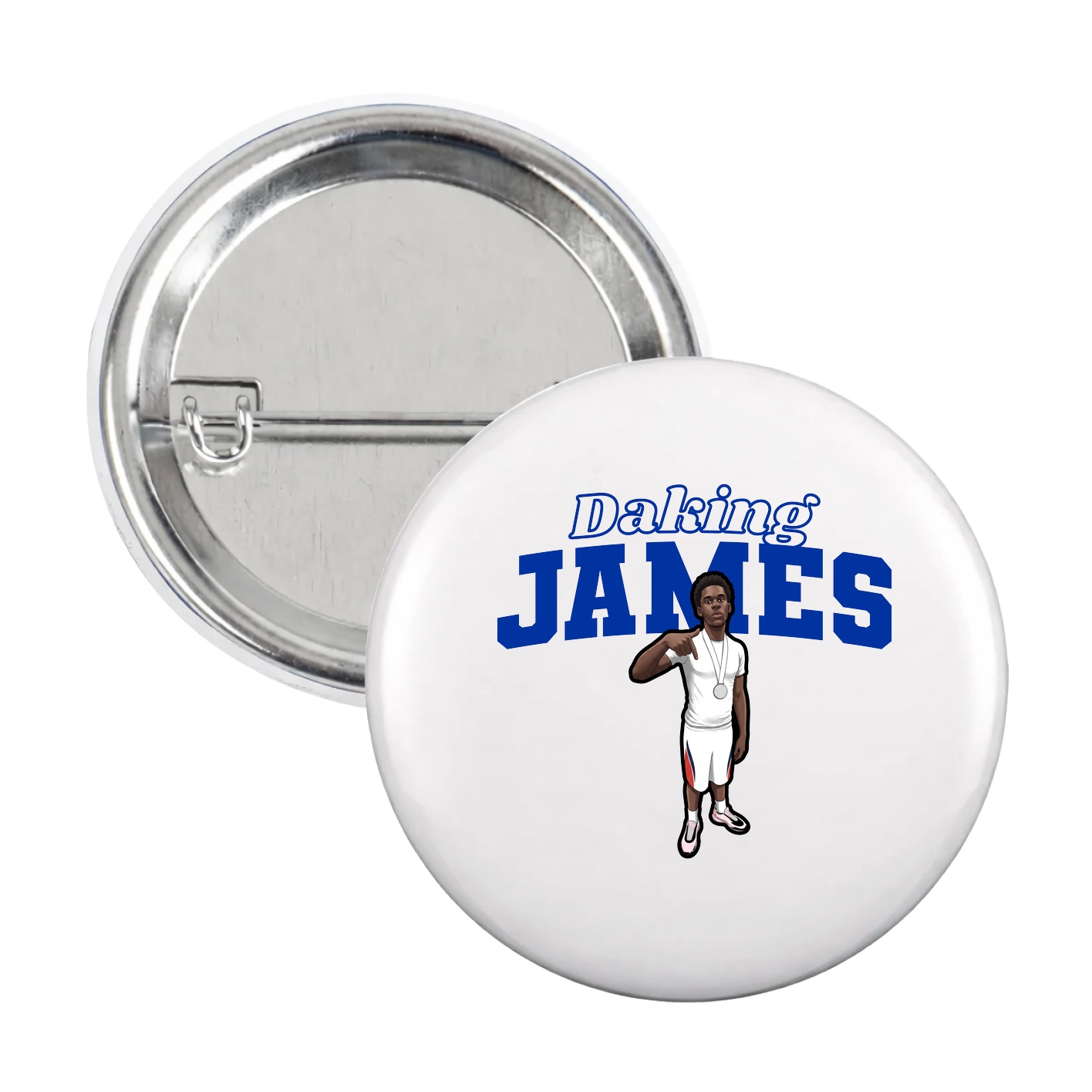 Game Day Button — Name Arch in White