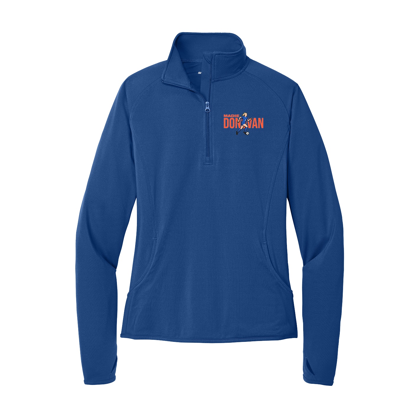 Women's Q-Zip Pullover — Player Name in Royal