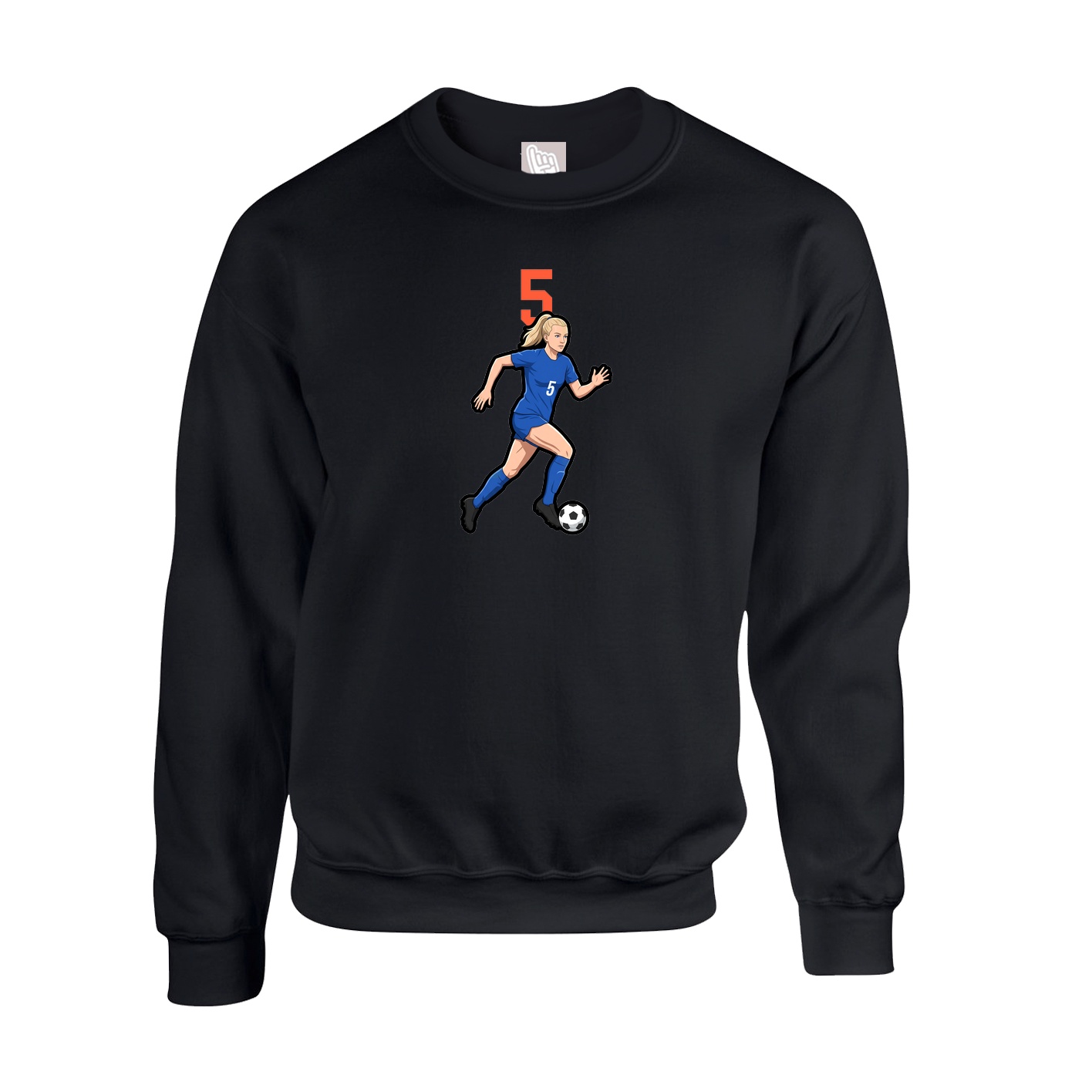 Fleece Crew — Number Top in Black
