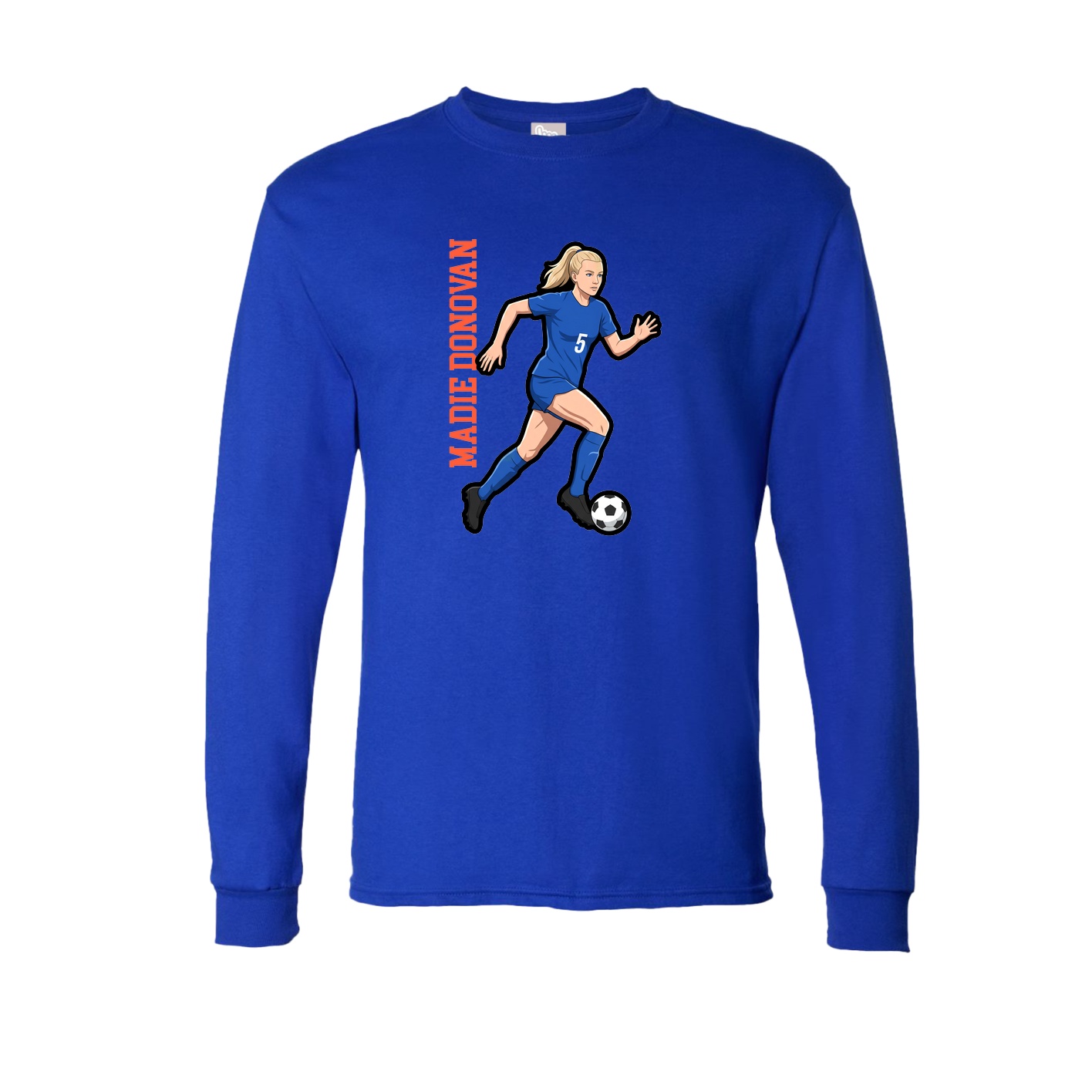 Long Sleeve Tee — Name Vertical in Royal