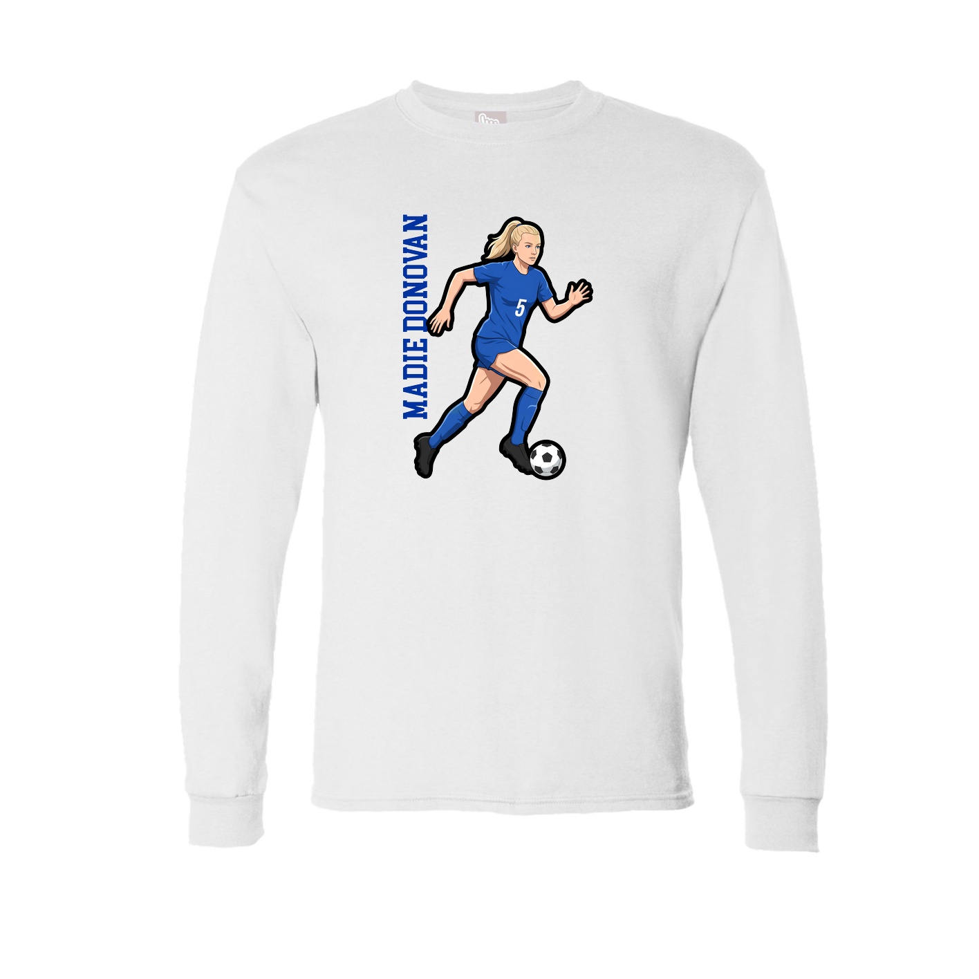 Long Sleeve Tee — Name Vertical in White